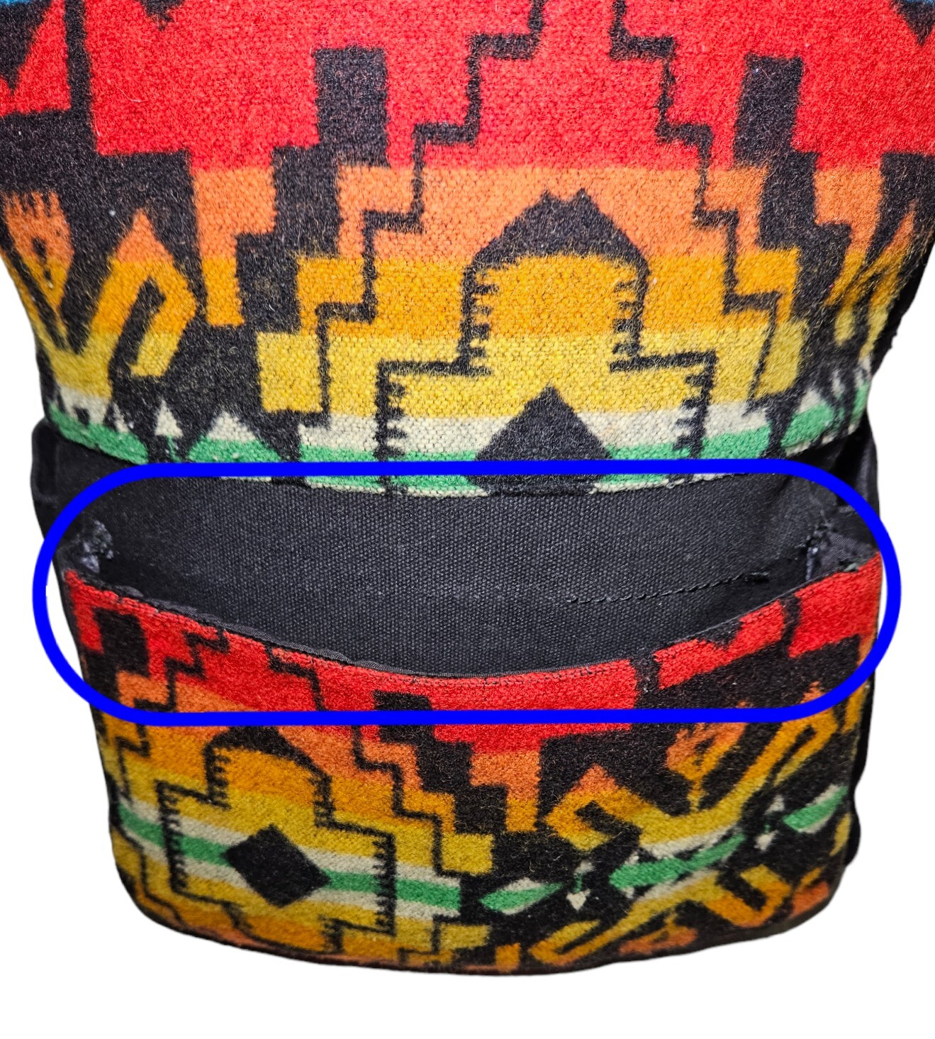 Pendleton Vintage Backpack Western Geometric Wool Leather Black See Description