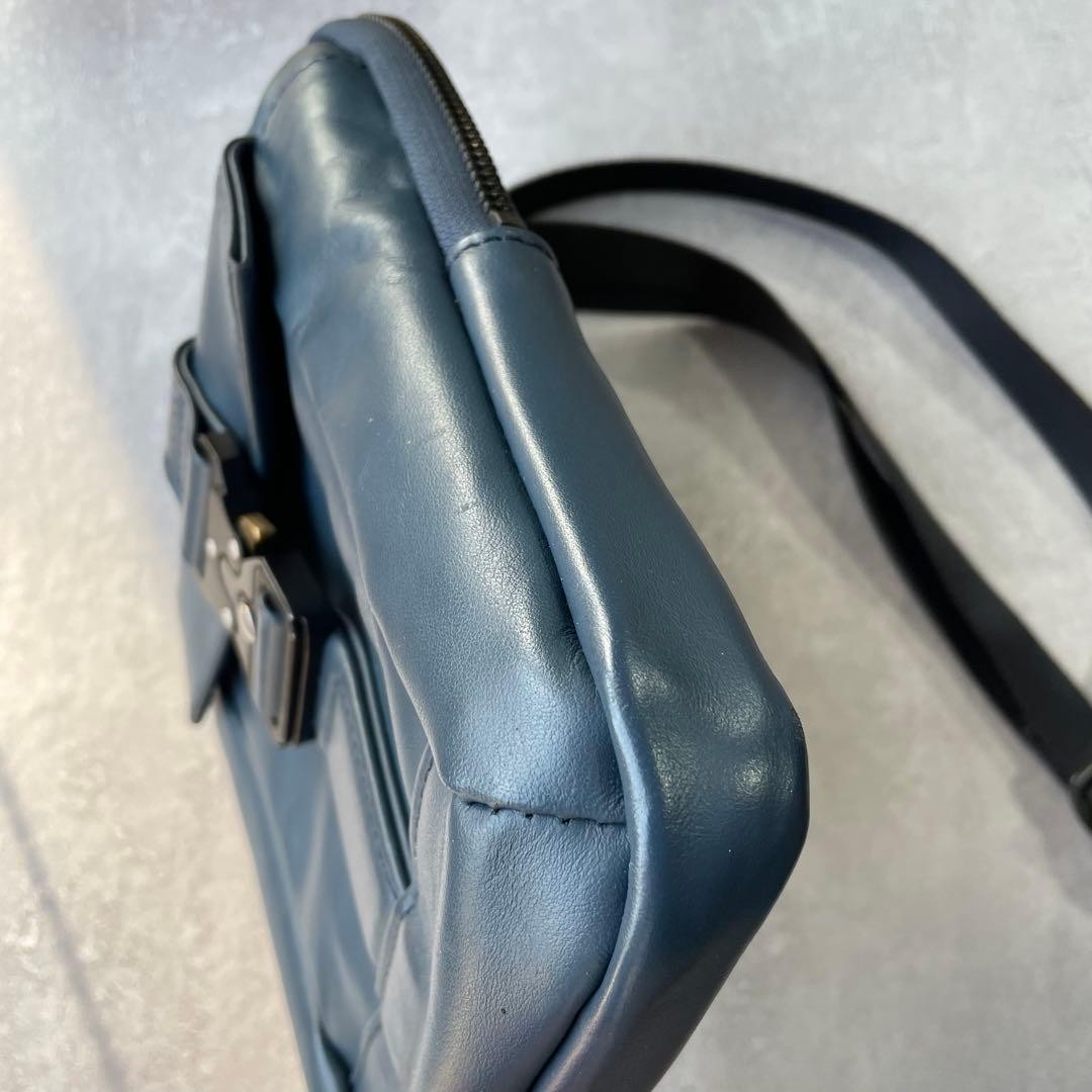Master-Piece Navy Leather Shoulder Bag Men Unisex Travel Business