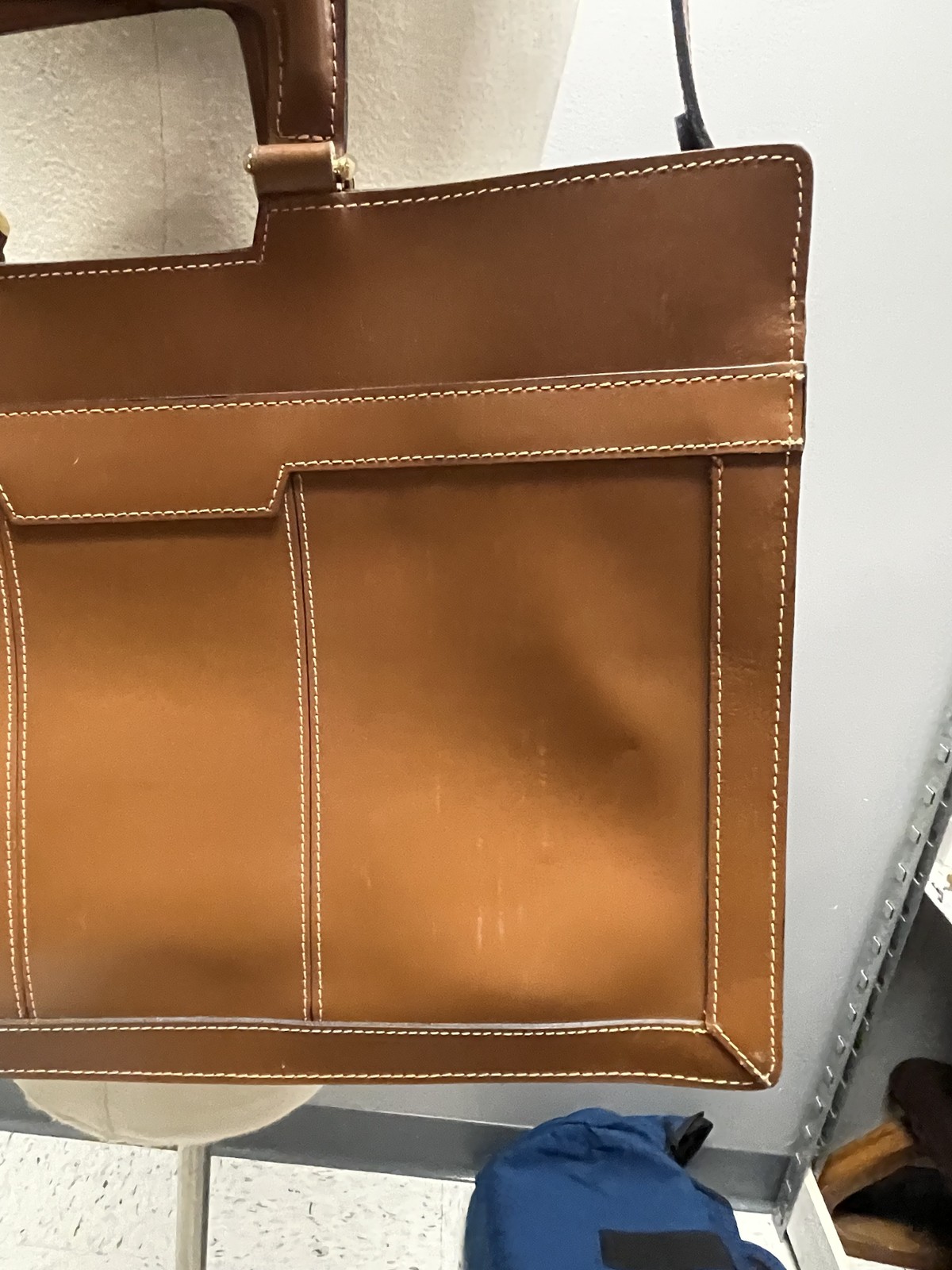Vintage HIT Leather Briefcase Mens Shoulder Strap Portfolio Bag 90s Taiwan