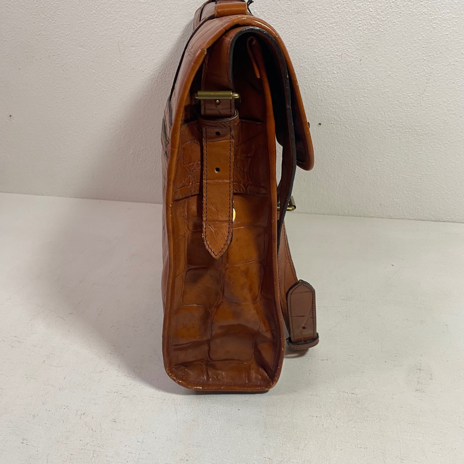 Vintage Mulberry Leather Briefcase Hunter Cango Croc Embossed HB5564/123