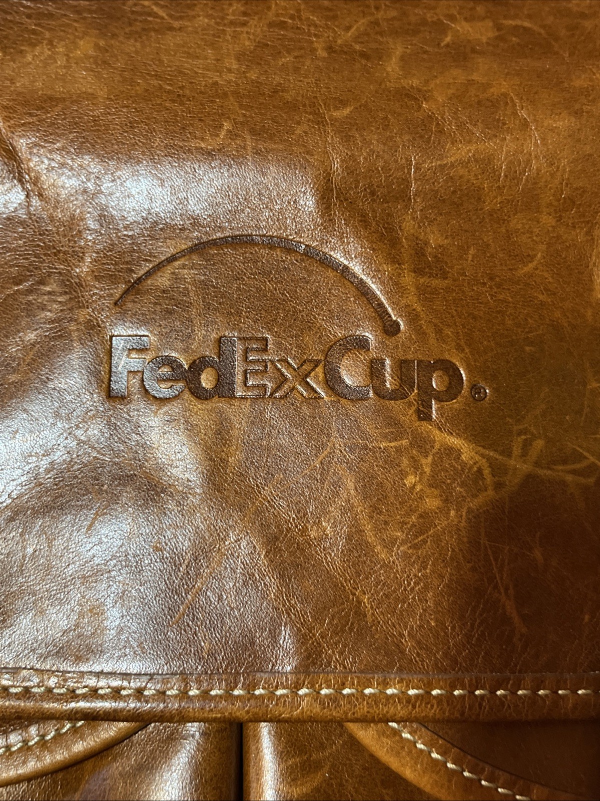 Barrington Leather Messenger Bag FedEx Cup PGA Tour Briefcase Brown