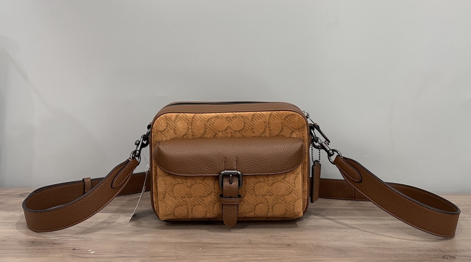 COACH CCG08 Warner Crossbody Bag In Signature Suede & Refined Pebble Leather