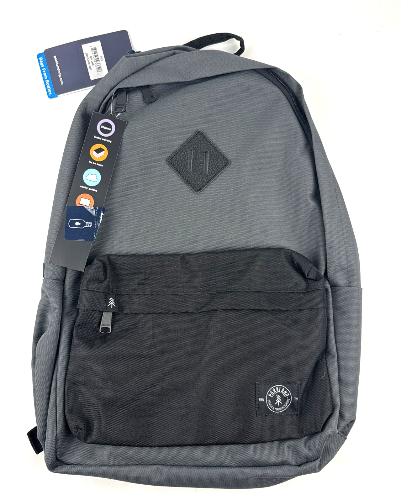 NEW Parkland Meadow Plus 30L Backpack Gray Charcoal 15″ Laptop Bottle Holder