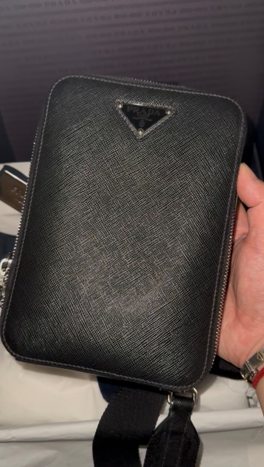 Prada Brique Saffiano Leather Bag – Black