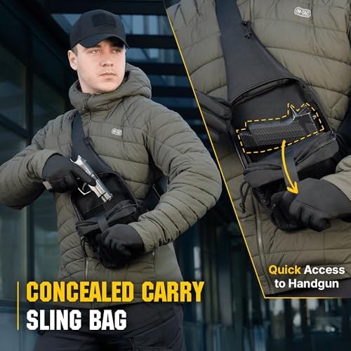 M-Tac Tactical Sling Bag Crossbody Concealed Carry EDC 600D Polyester Black Loop