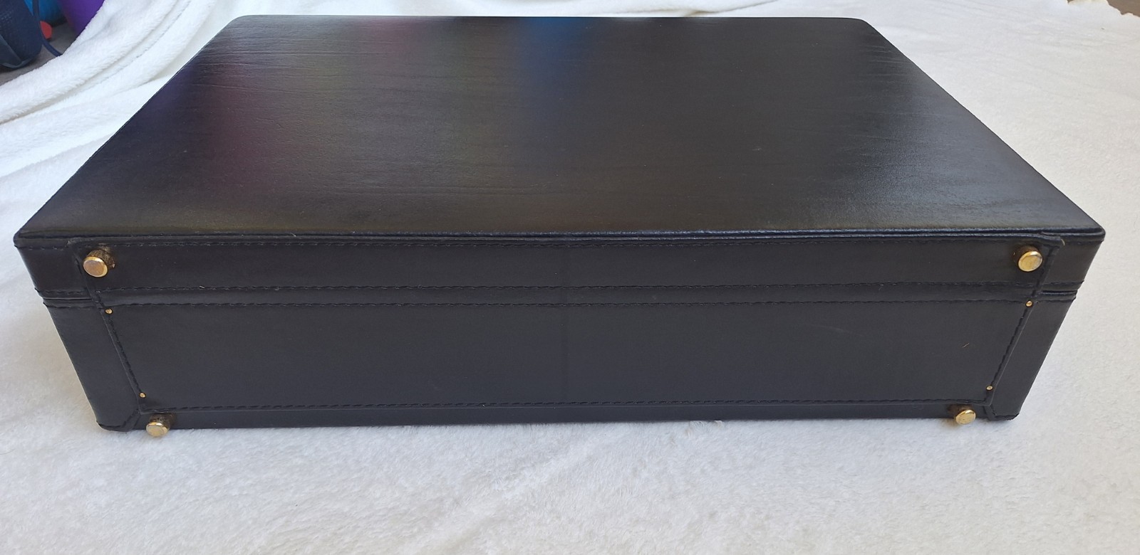 NWT Vintage SONALIN Genuine Leather Attaché Case 18x13x4.5″ 1990s NOS