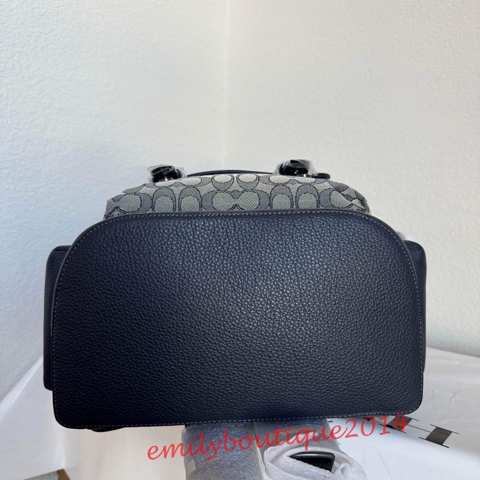 Coach CE523 Men’s Spring Backpack In Signature Jacquard Navy Midnight Blue Bag