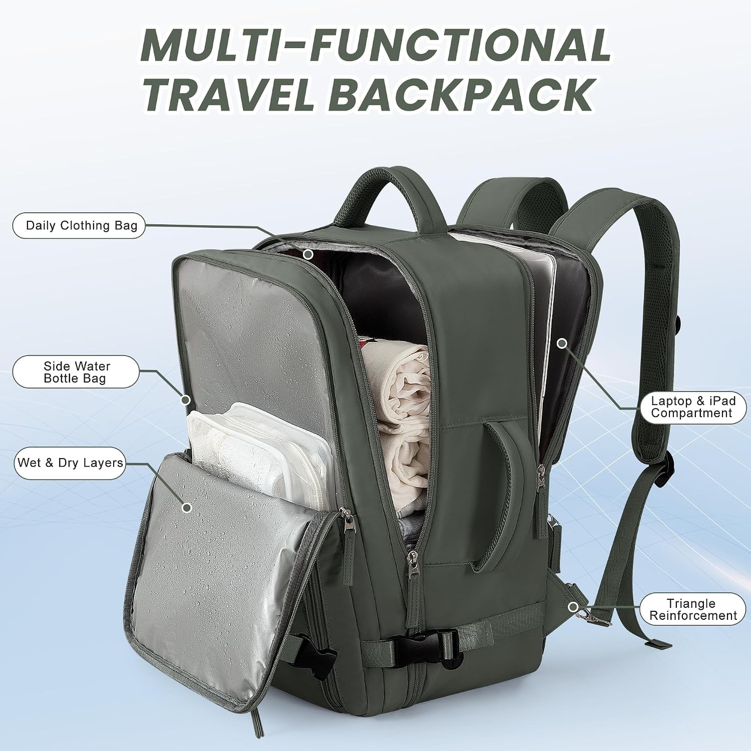 Beraliy Travel Backpack for Men Women, Carry On Backpack, 16 Inch Laptop Backpac