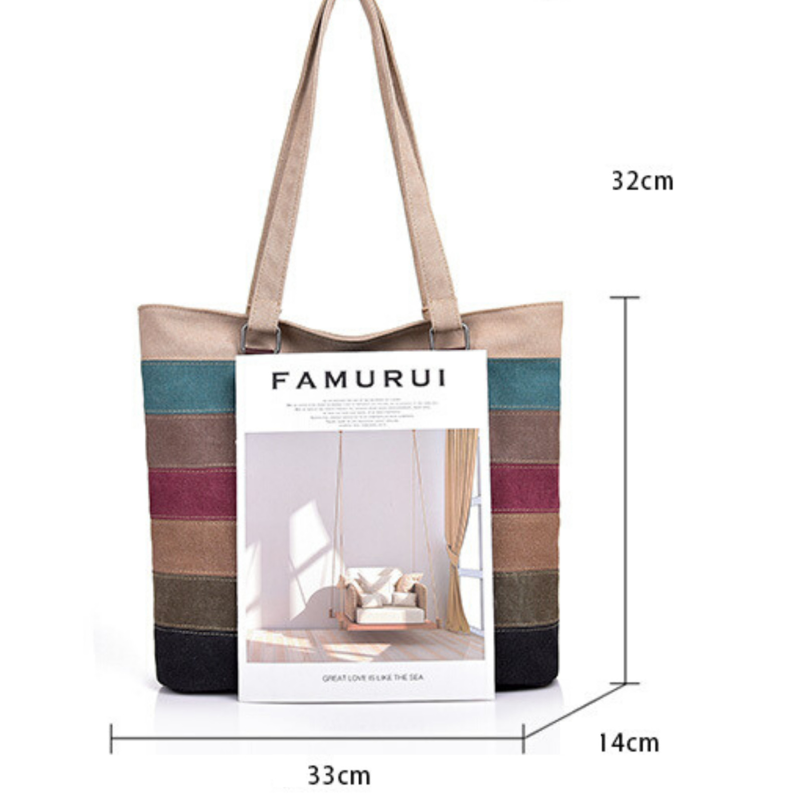 New Large Multi Colour Oxford Cotton Carry Shoulder Messenger Satchel Tote Bag