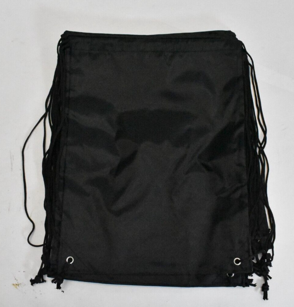 Polyester Drawstring Backpack Pull String Athletic Black Lot Of 10 17.5″ x 13″