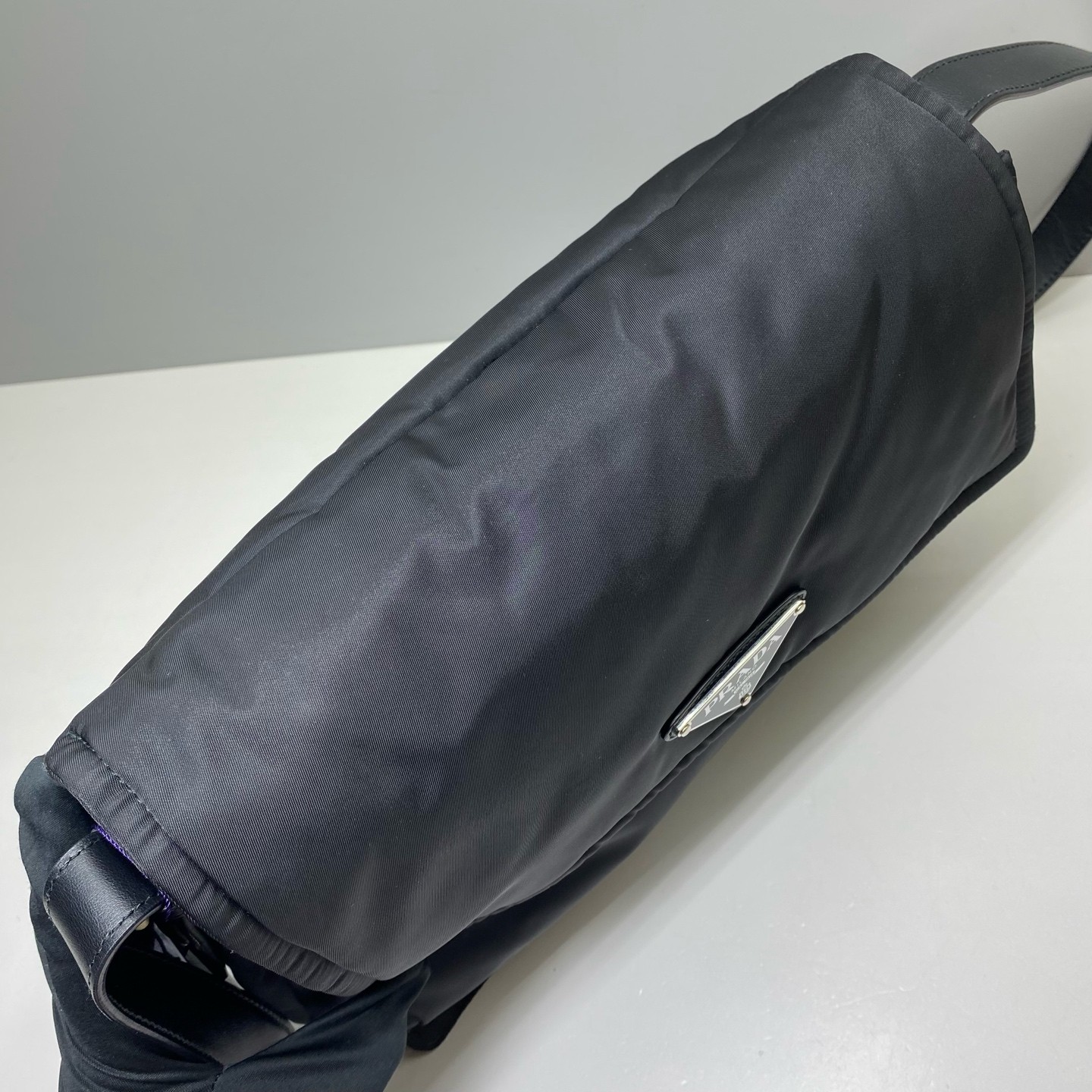 Prada Pre-Owned Cini Nylon Crossbody Messenger Bag Black 30X20X13cm