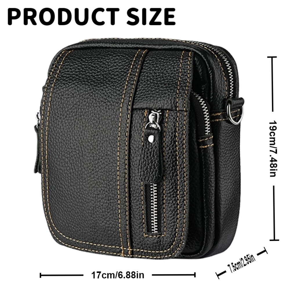 Genuine Leather Small Bag Men’s Crossbody Bag Casual Handbag Daily Outing Use