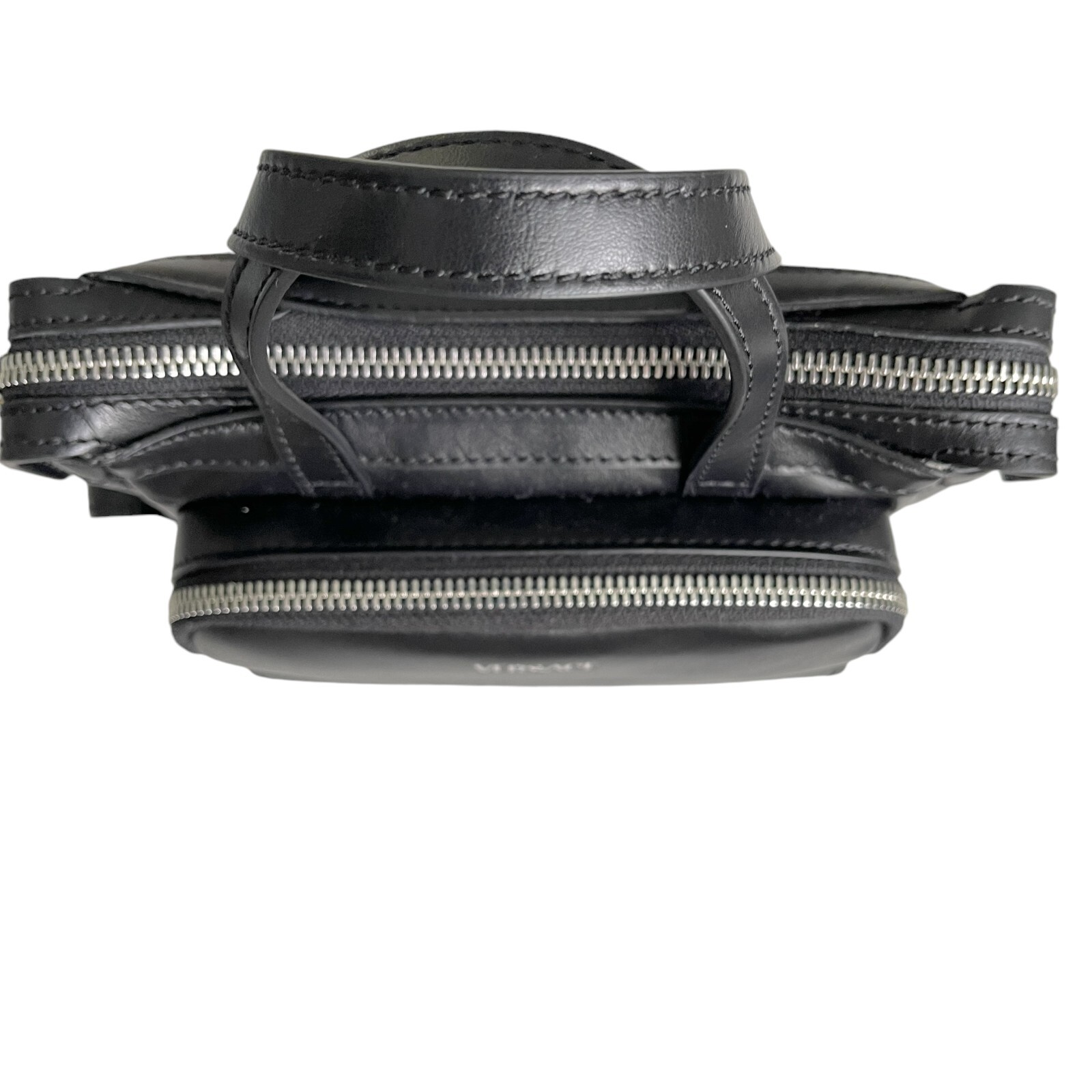 Versace Black Men’s Leather multi-compartment messenger shoulder bag 1012234