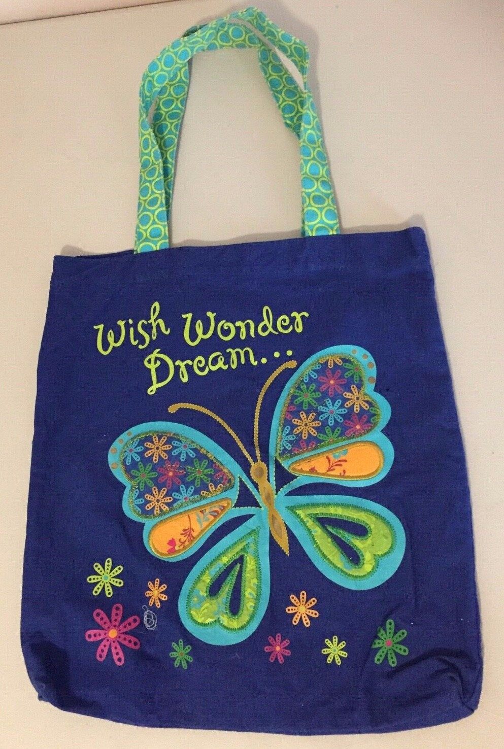 BUTTERFLY Wish Wonder Dream… cloth book tote carry bag 14.5″W x 15″H