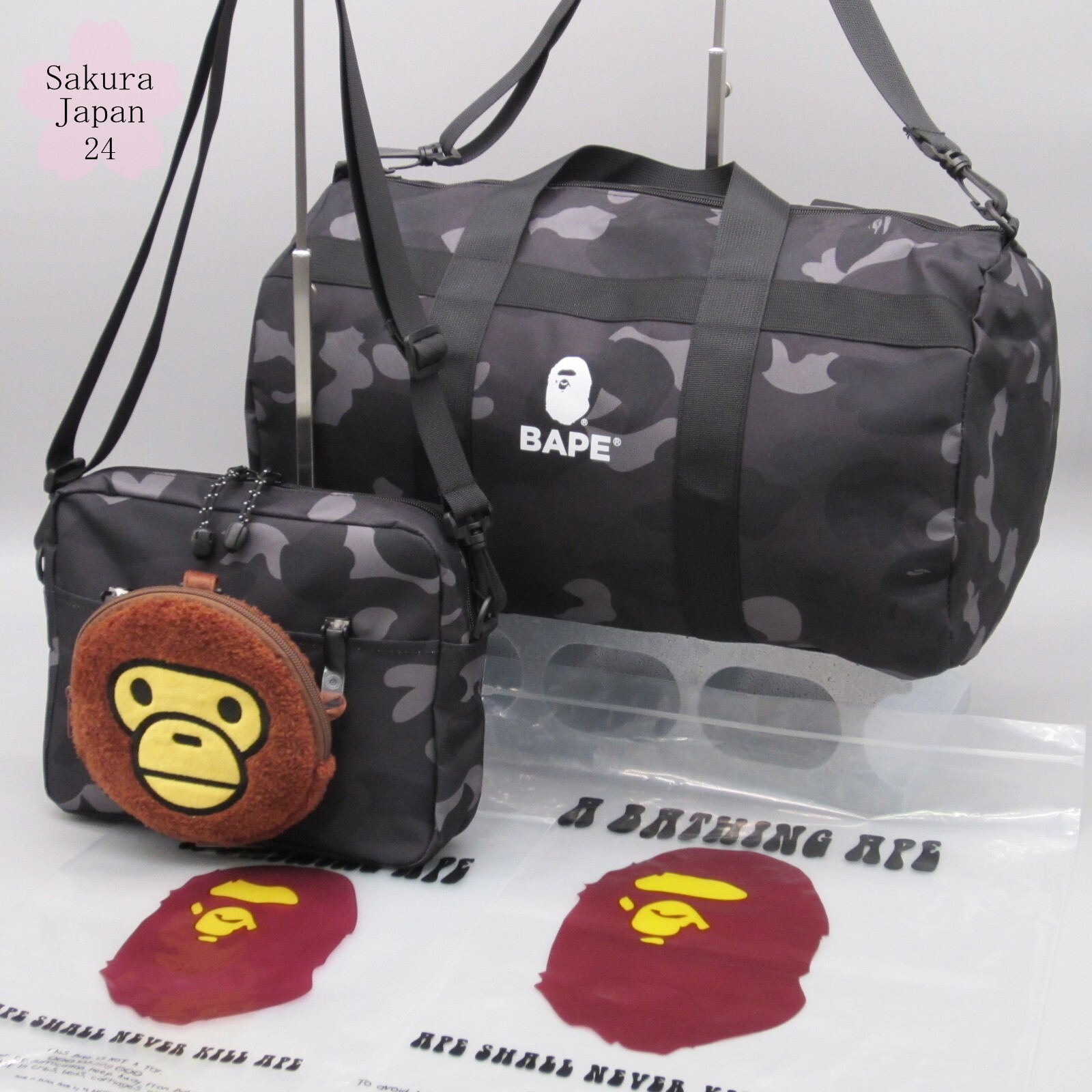 BAPE A Bathing Ape Camo Black Duffle Bag 2022 SPR Shoulder 2022 AW Mag Free Gift