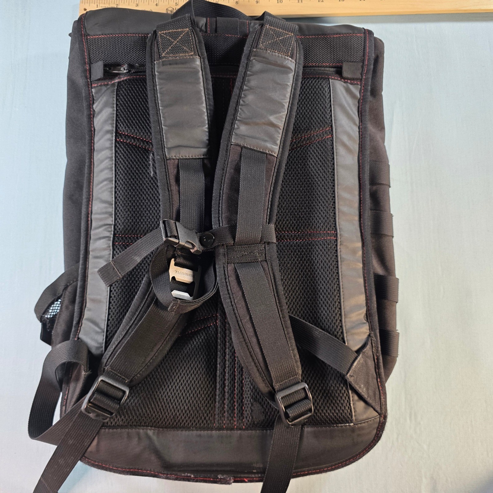 Timbuk2 San Francisco Spire Laptop Backpack Black Red Trim Roll Top Commuter Bag