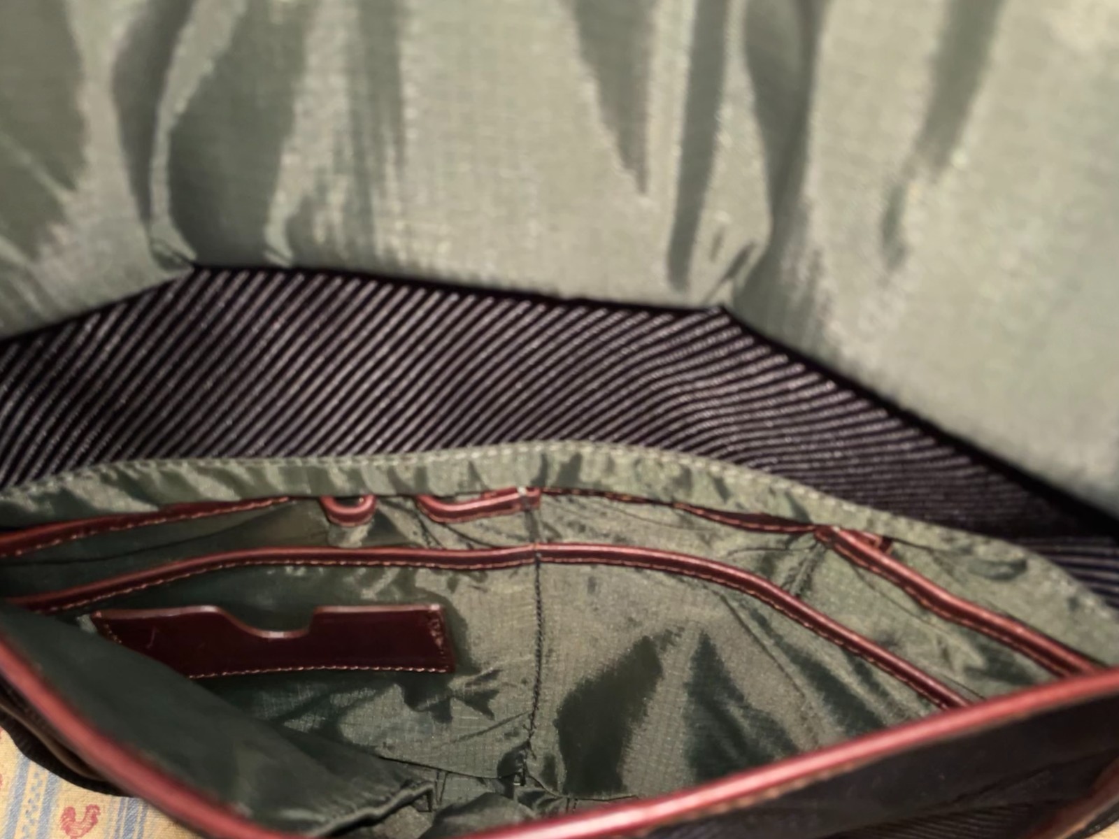 Filson Utilitarian Leather Accent Nylon Backpack repaired see description