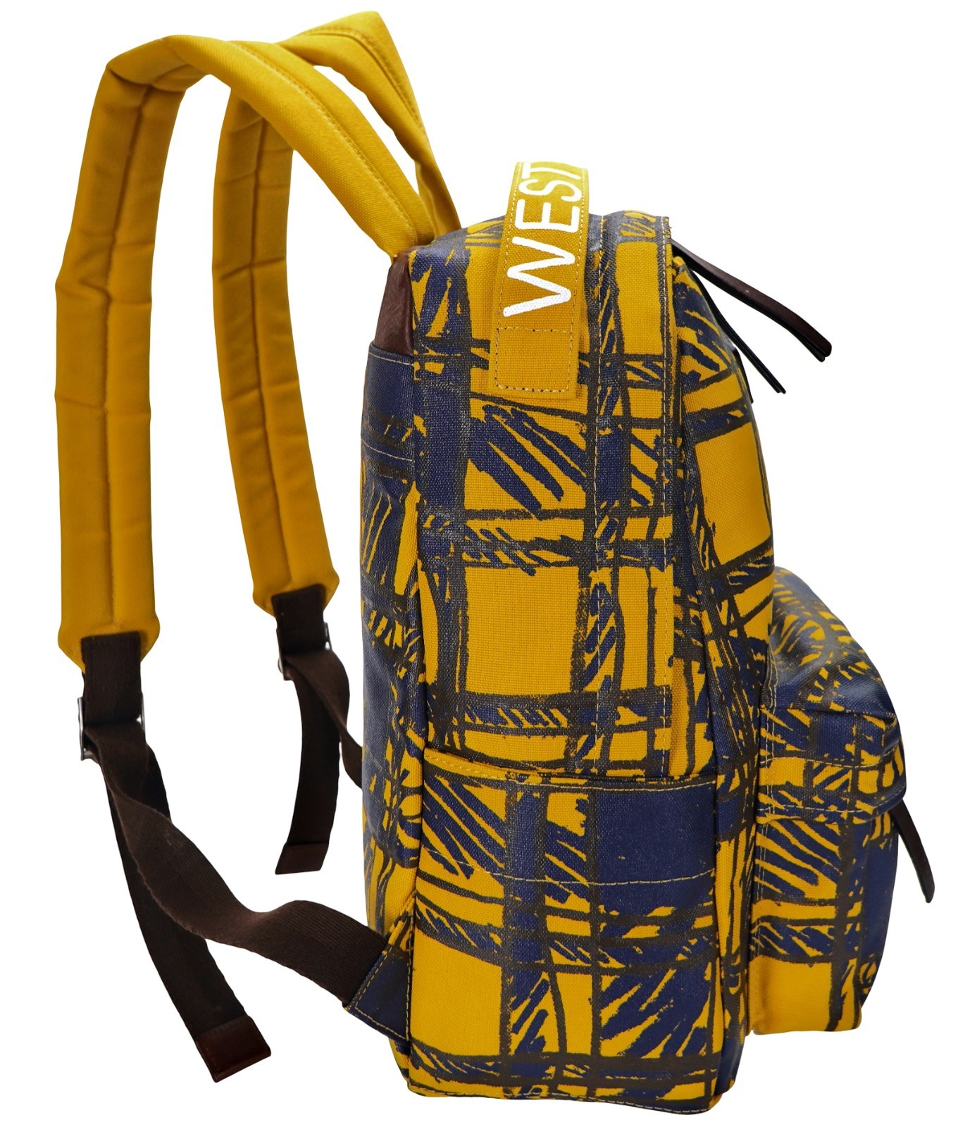 New VIVIENNE WESTWOOD MAN Yellow Blue Traditional School Coated Canvas Backpack