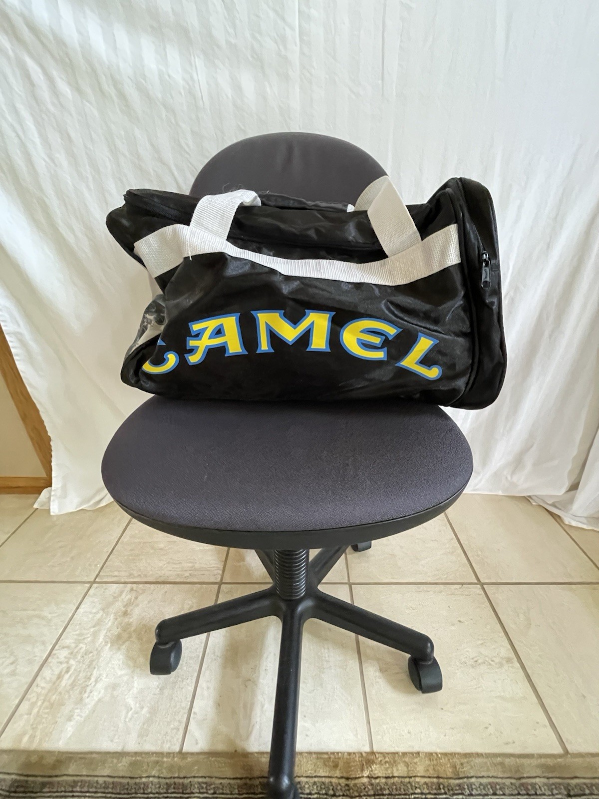 VINTAGE 90s Camel Duffel Bag Joe Camel Motorcycle Graphic Promo Tote BRAND NEW!