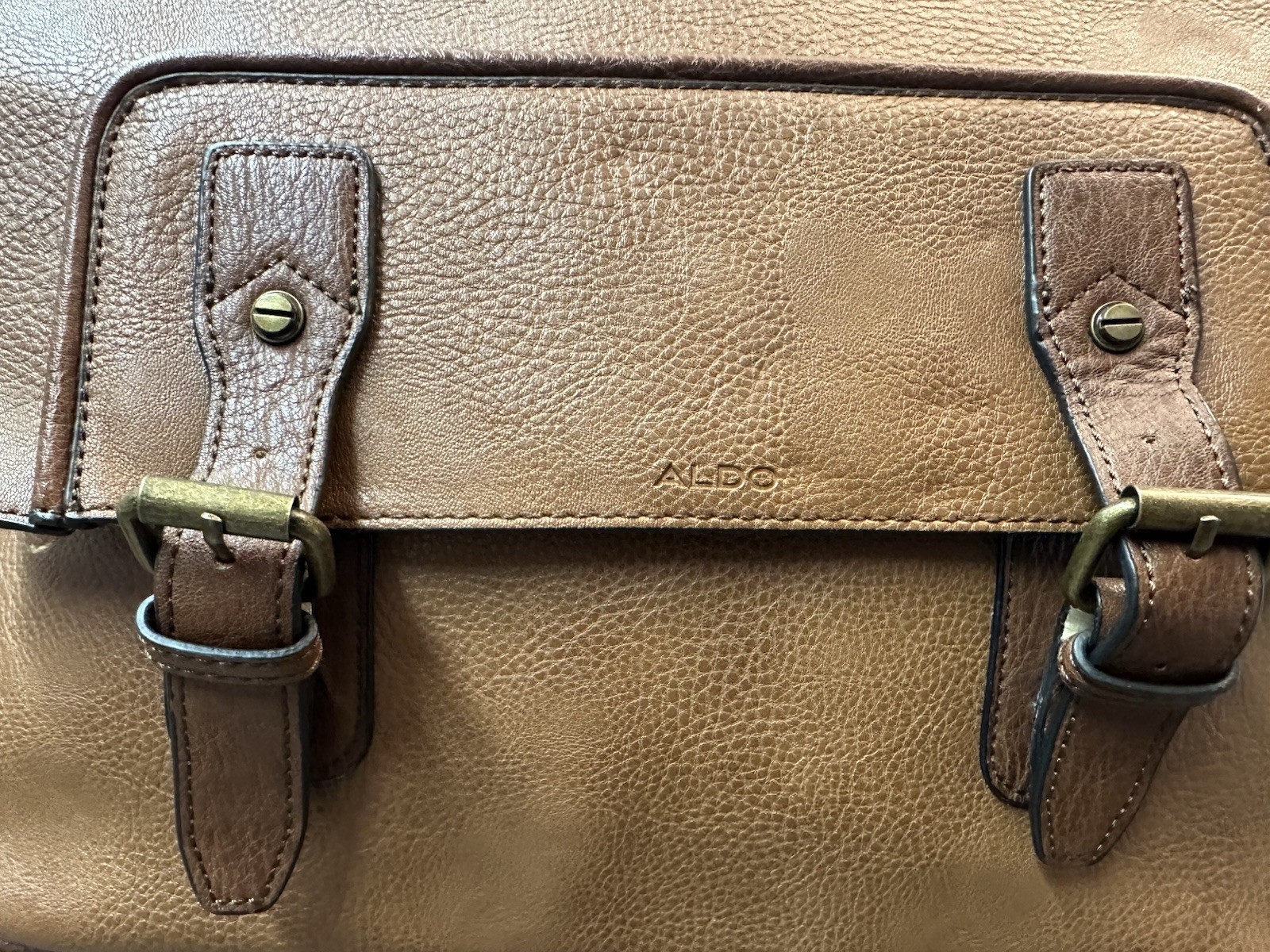 ALDO Leather Cognac Messenger Computer Travel Bag