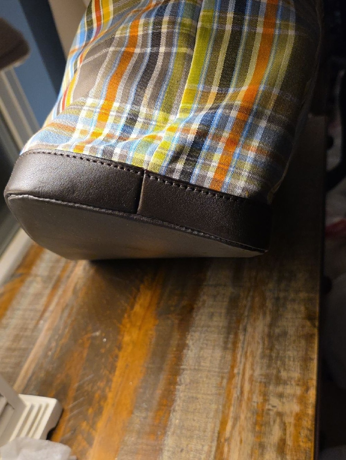 Jack Spade Plaid Fabric Open Tote Bag