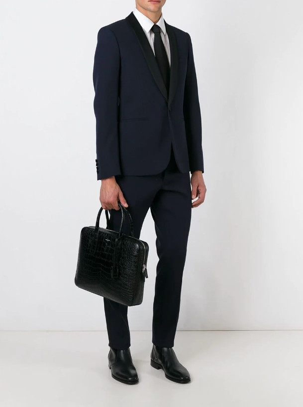 Saint Laurent Medium Museum Briefcase YSL Calf Leather Made In Italy New