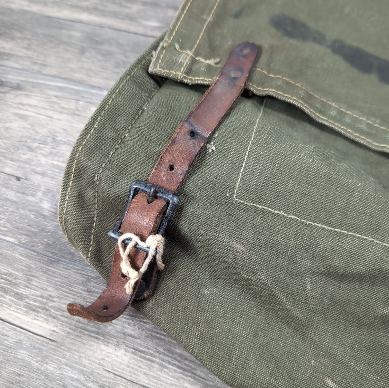 Vtg USFS Forest Service Olive Drab Canvas Leather Shoulder Bag Backpack Rucksack