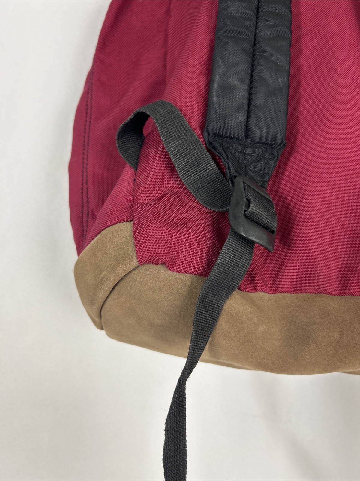 Vintage Jansport Backpack Maroon Red Brown Suede Bottom Embroidered “Selena”