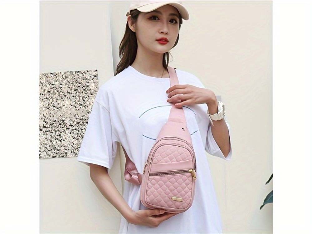 Versatile Multi-Pocket Wear-Resistant Quilted Sling Backpack Crossbody Chest Bag