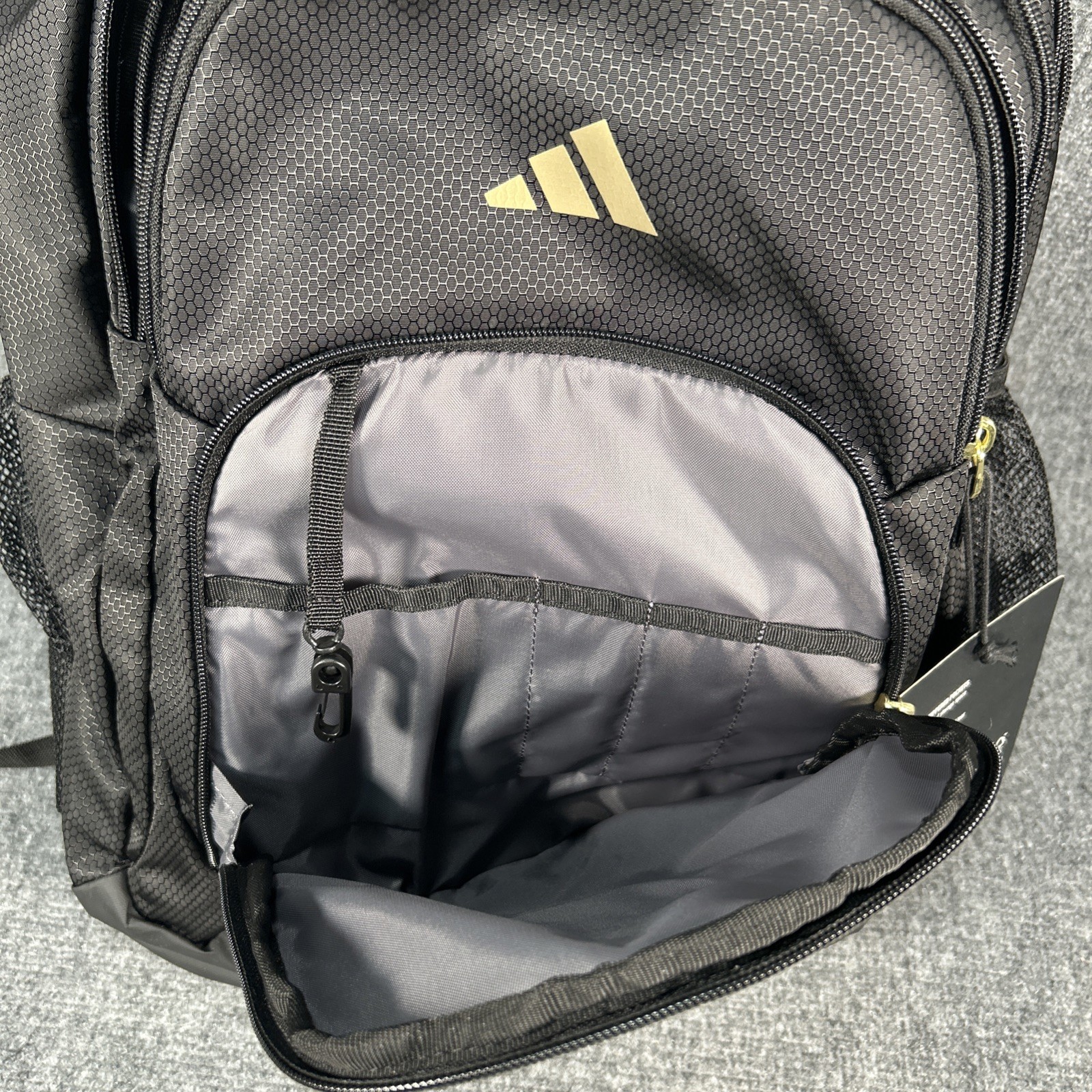 Adidas Primetime Large Backpack 41L Black/Gold Metallic Laptop Bottle Pockets