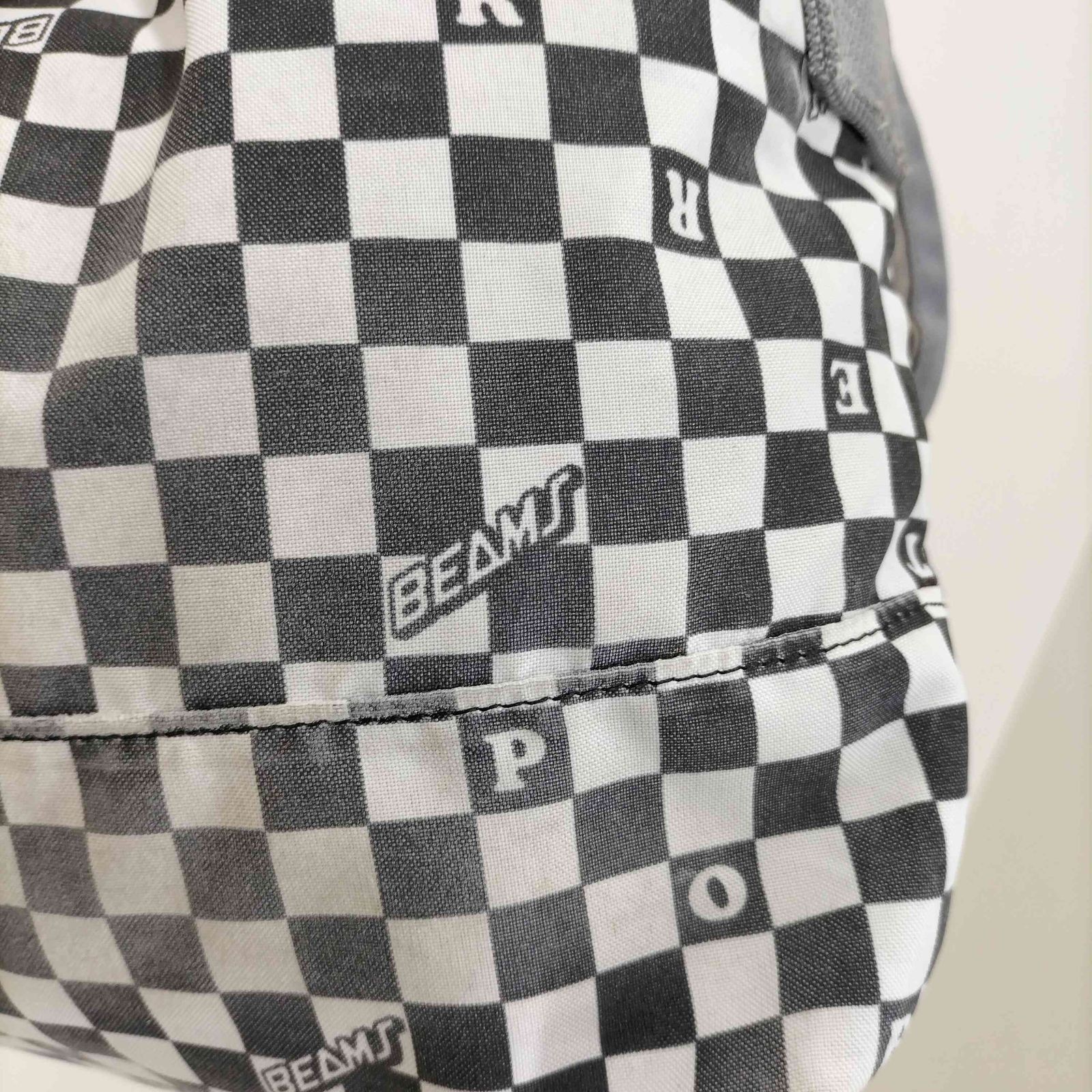 Authentic Porter Shoulder Bag Checkered Flag Black/White Fabric Men’s 41cm Wide,