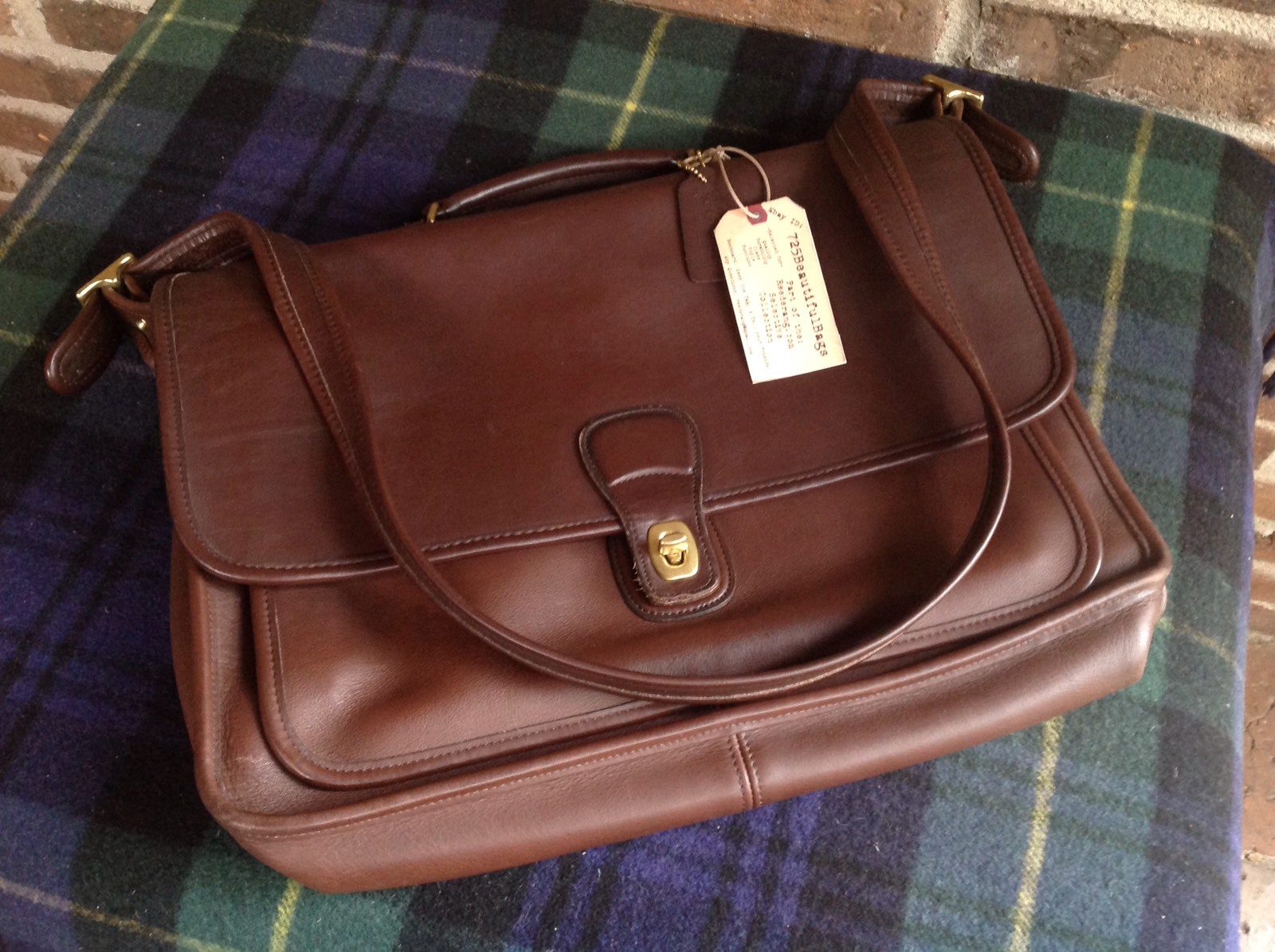 VINTAGE BROWN COACH GLOVE LEATHER MACBOOK BRIEFCASE MESSENGER BAG $R898
