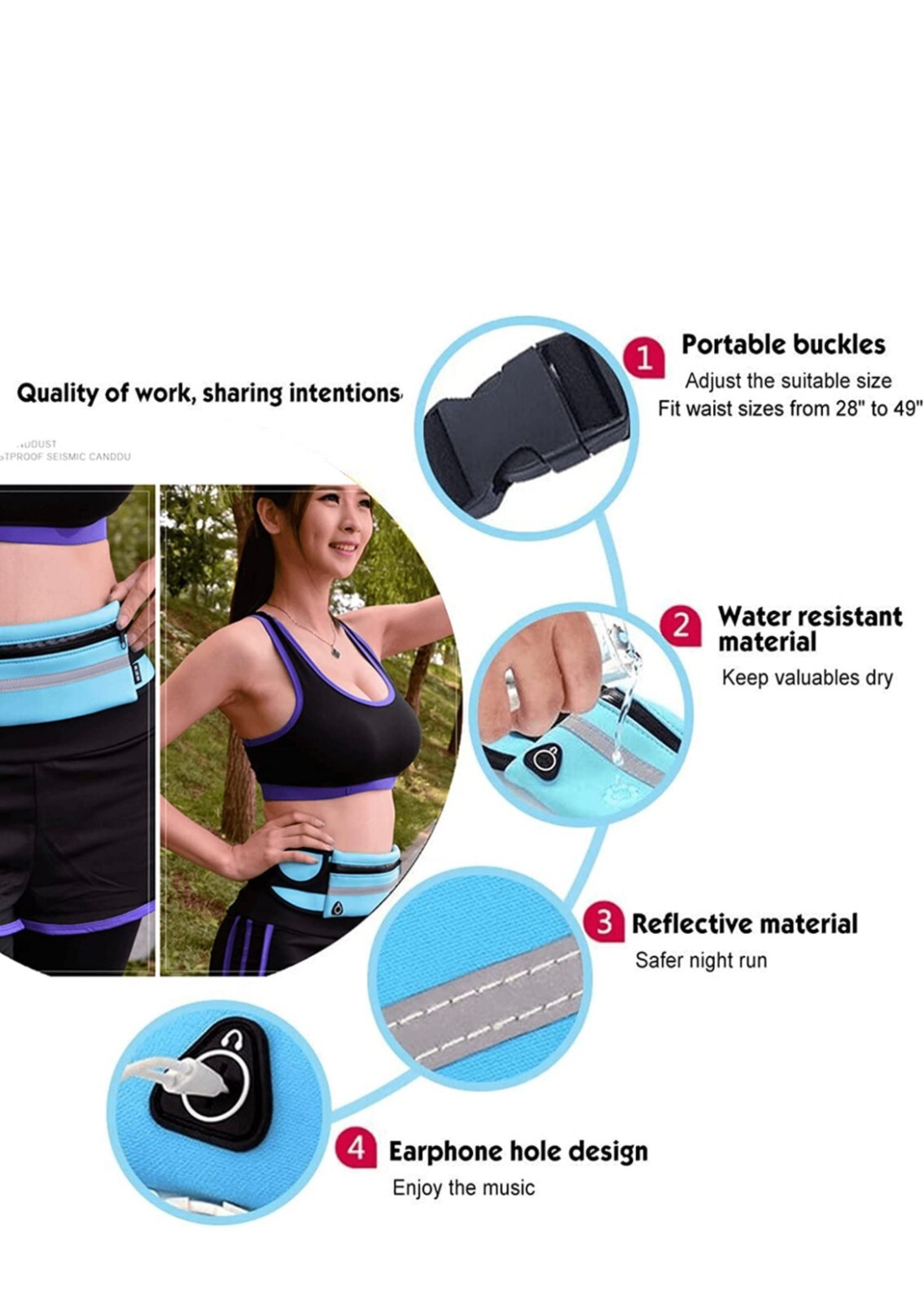 Waterproof Sports Runner Waist Bum Bag Running Jogging Belt Pouch Zip Fanny Pack