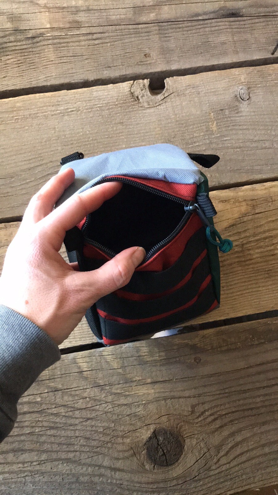 Handmade Upcycled Color Block Utility Pouch Hip/Belt Bag