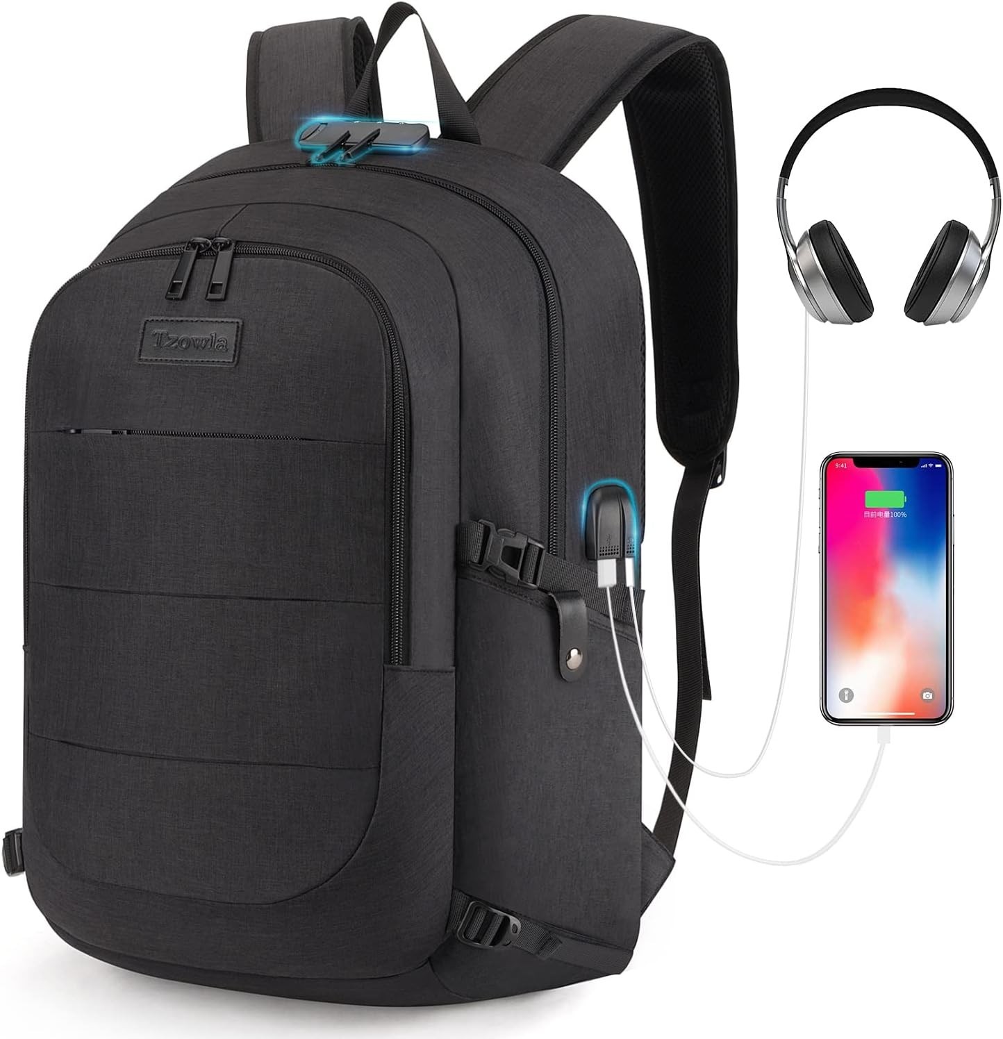 Elegant Anti-Theft Laptop Backpack with Giant Tumbler Holder – 15.6 Inch