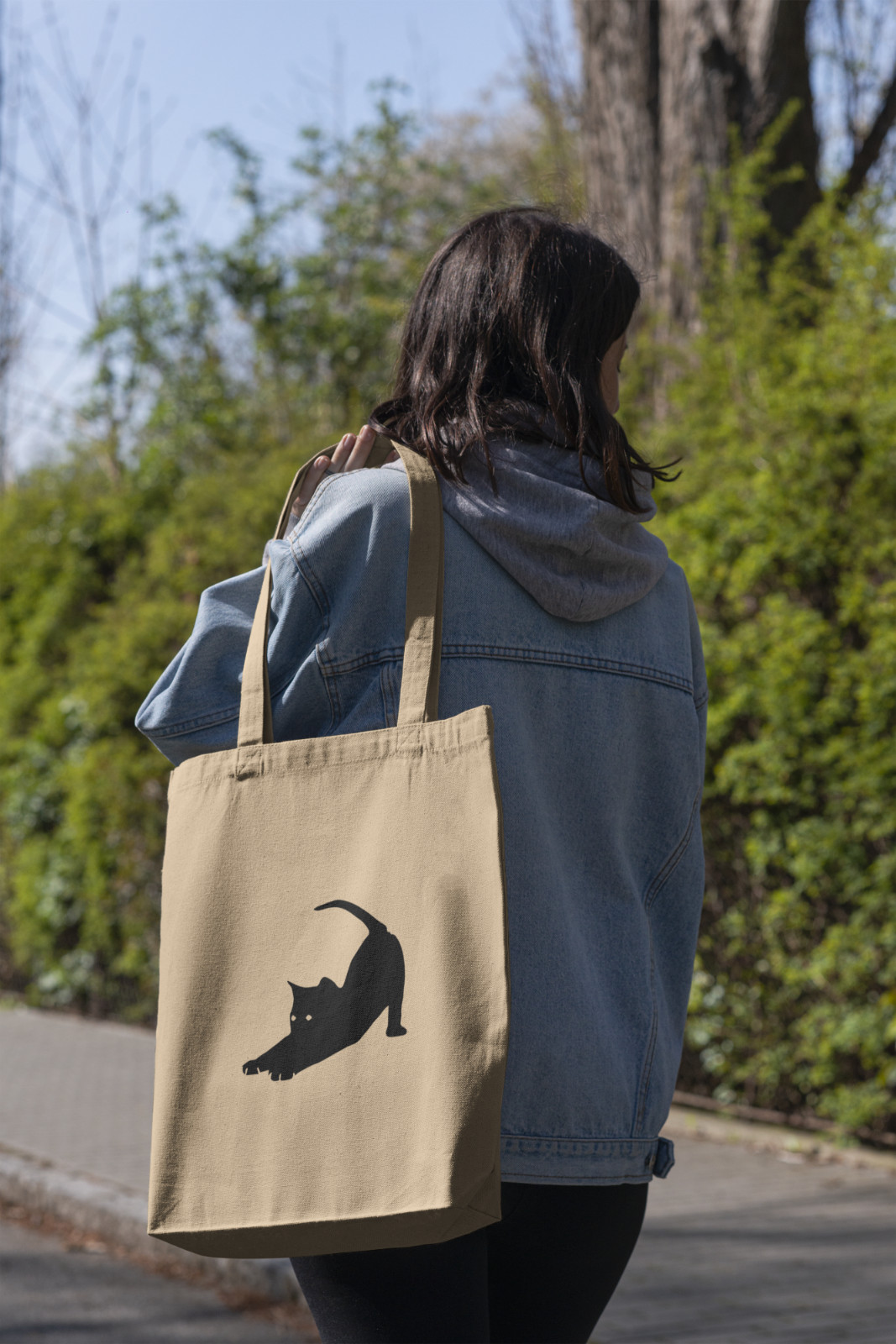 Stretching Black Cat Eco Tote Bag