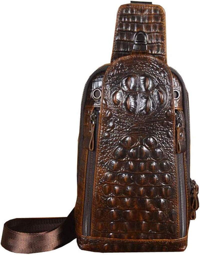 Crocodile Genuine Leather Sling Bag Backpack for Men Travel Outdoor Hunting Hiki