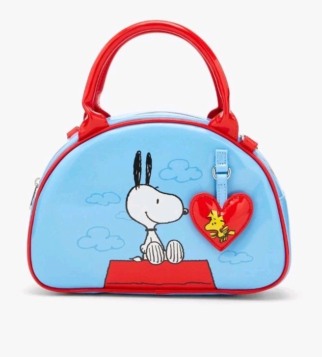 Whatever! Makes You Happy Peanuts Snoopy Woodstock Bowler Handbag Purse Rainbow
