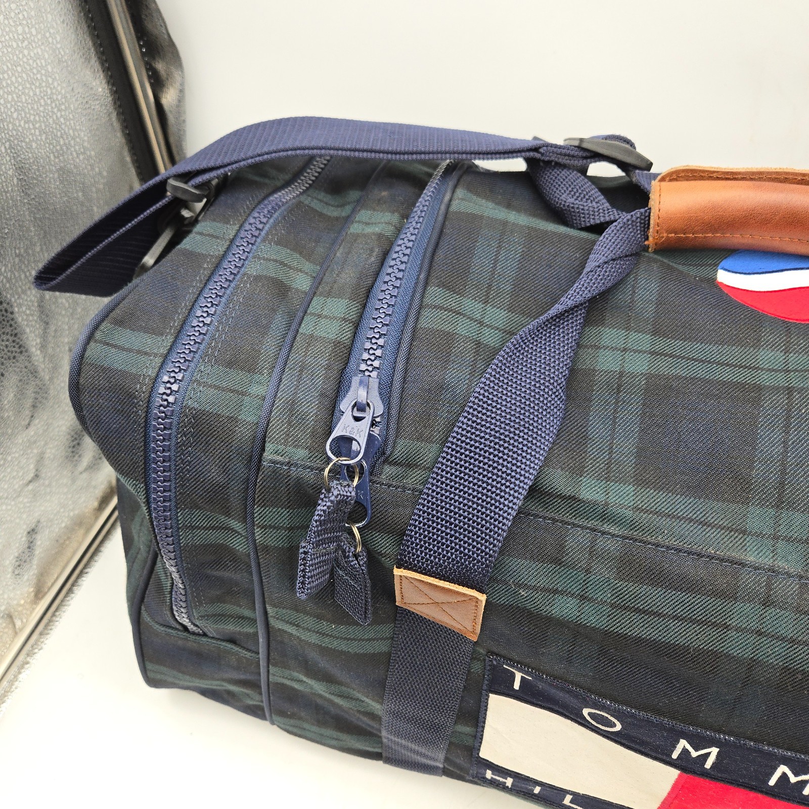 Vintage Tommy Hilfiger Duffle Bag Tartan Plaid Pepsi Cola Flag Large 90s Y2K