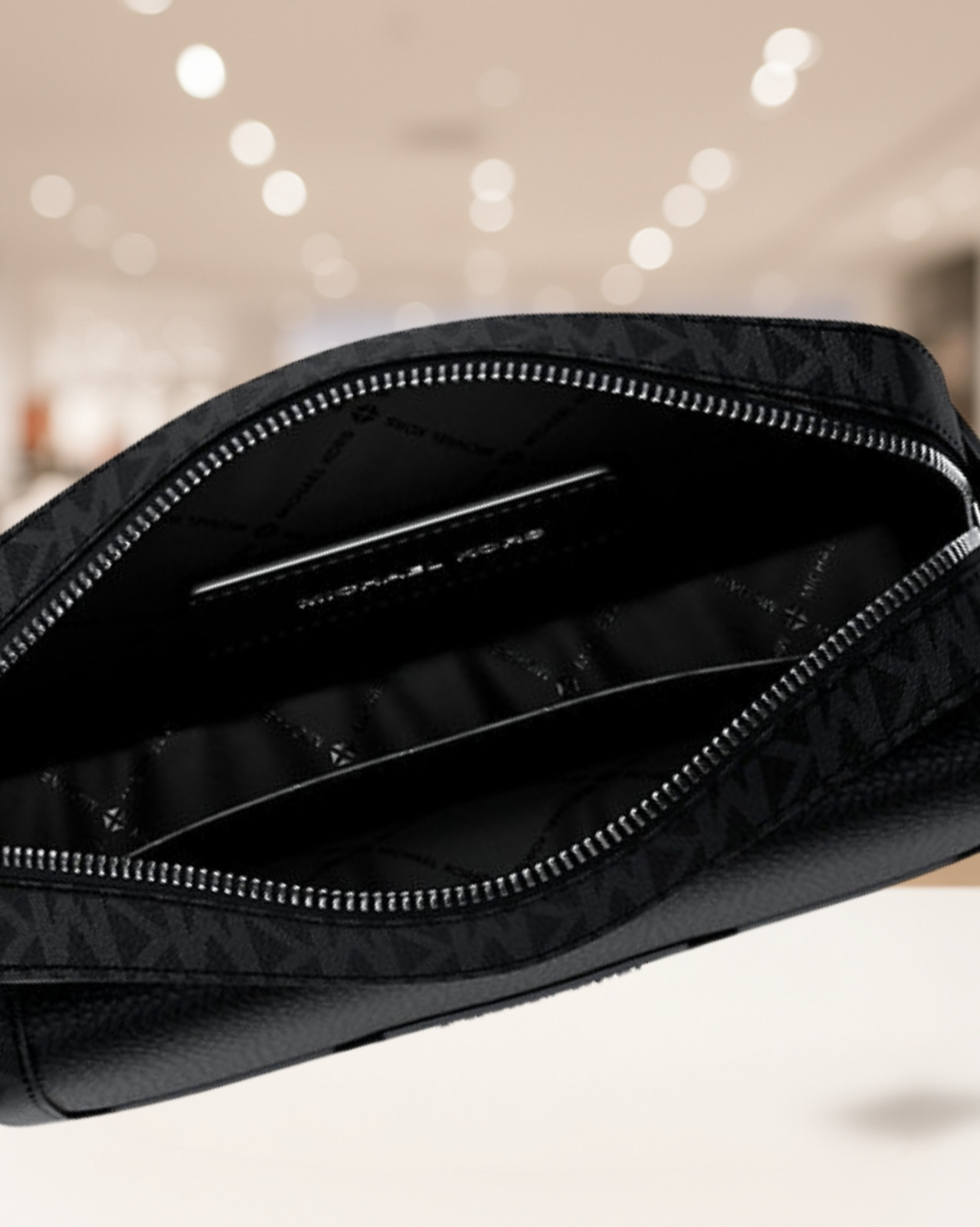 Michael Kors Cooper Men Medium Leather & Logo Flap Camera Crossbody Bag Black