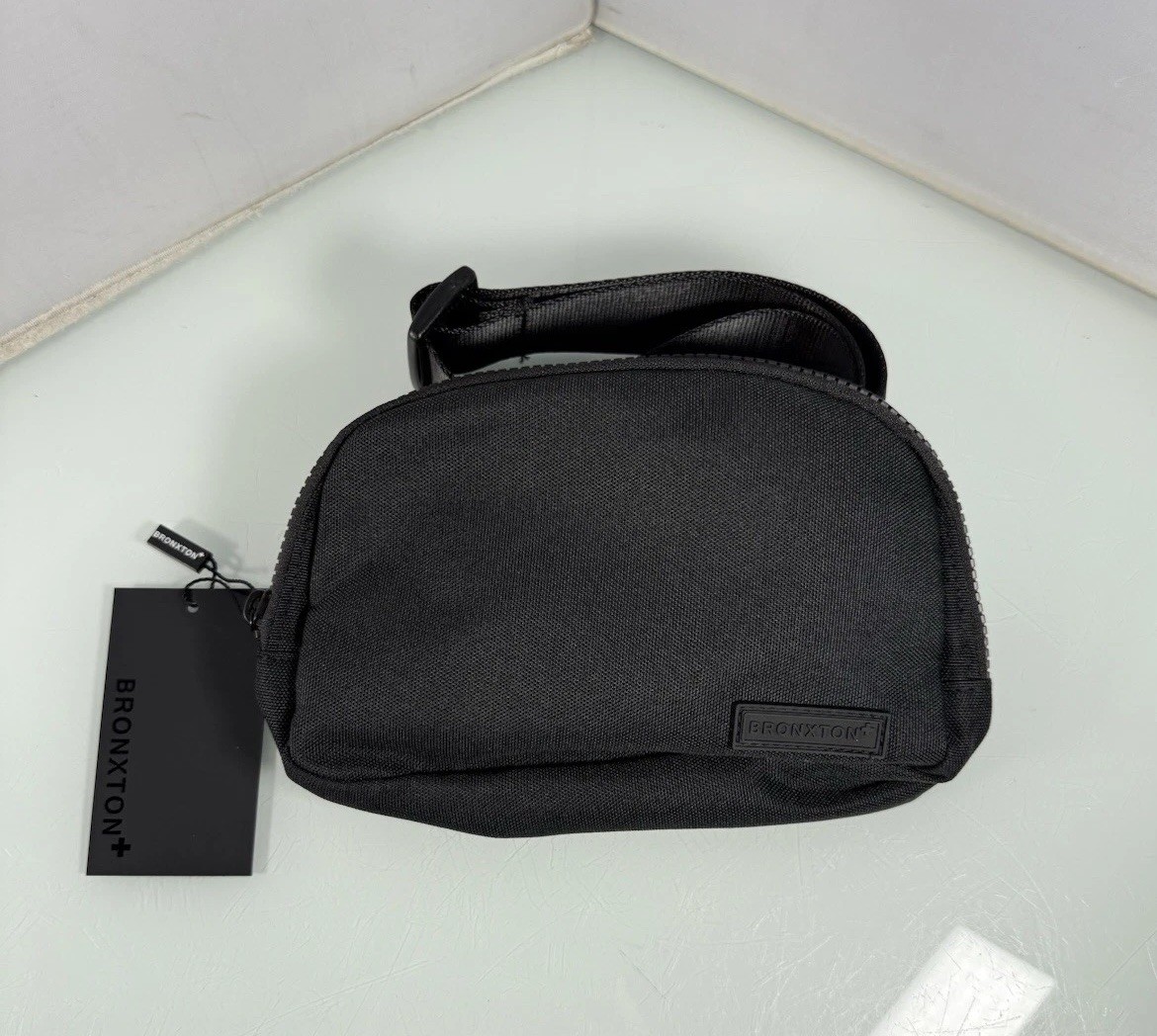 Bronxton BX Crossbody Black Nylon Waist Travel Gym Bag Small Pouch, Unisex NEW