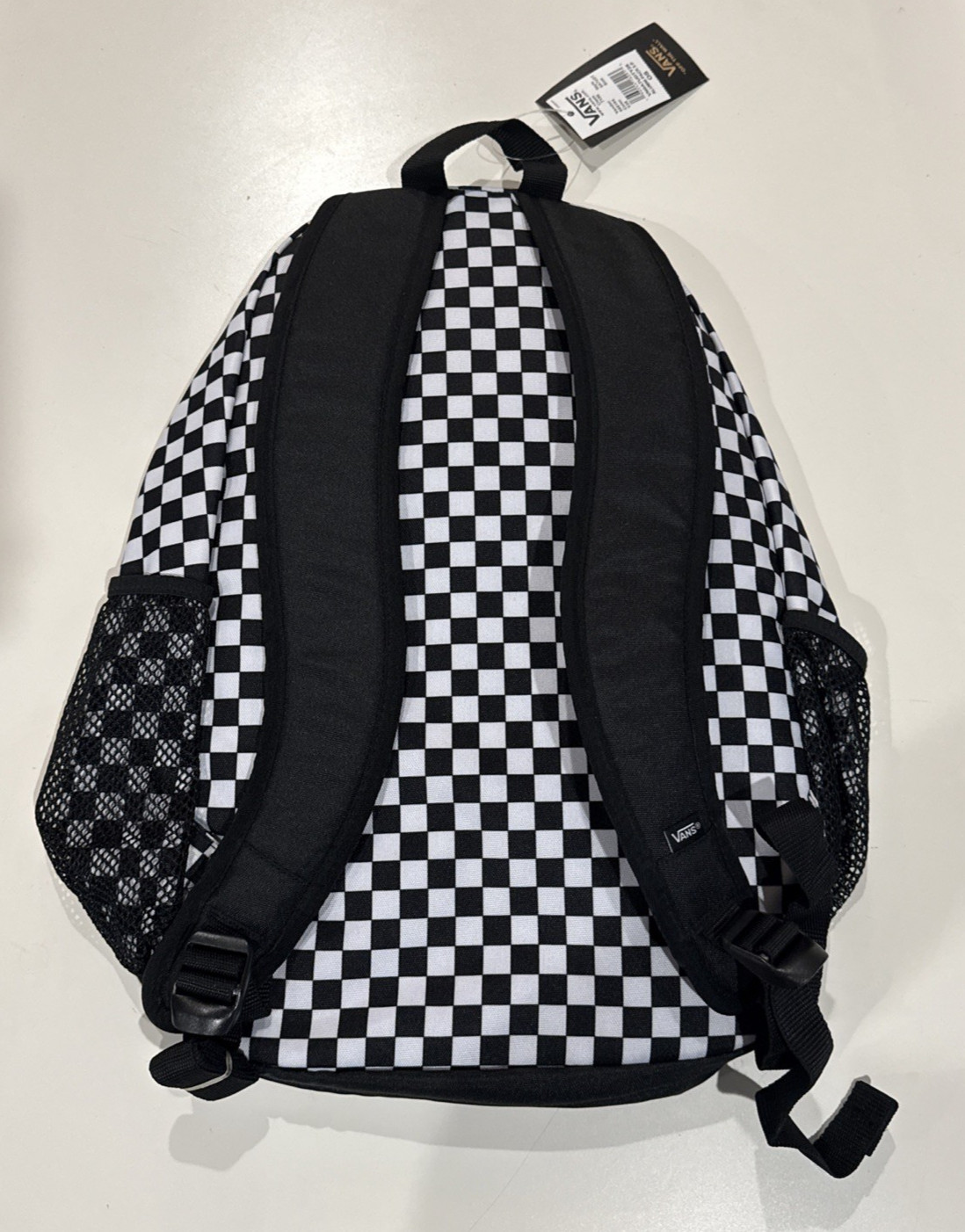Vans Alumni Backpack Checkered University College School Bag Black White Red New