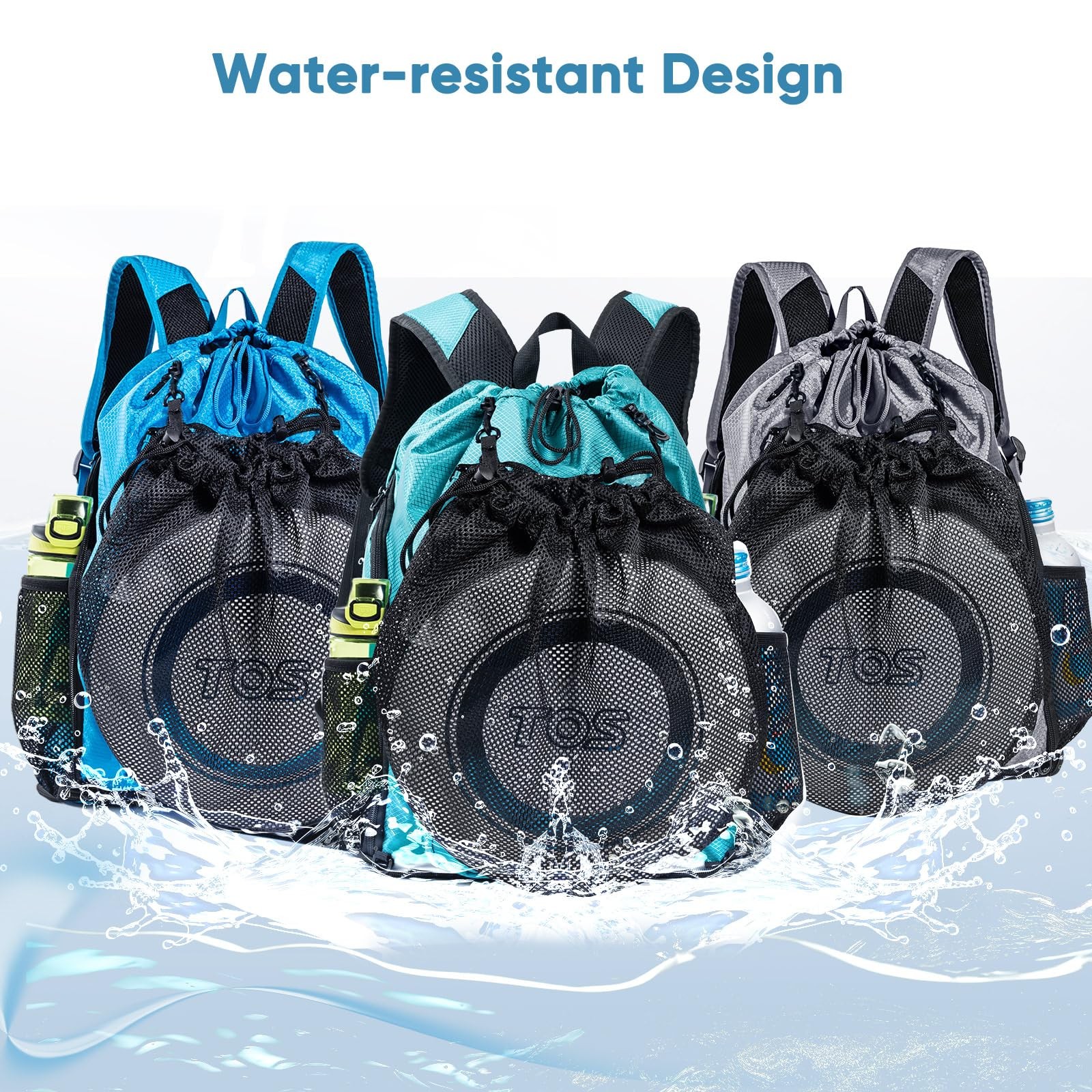 Large Beach Backpack Waterproof Sandproof Drawstring Shoe Compartment Trip