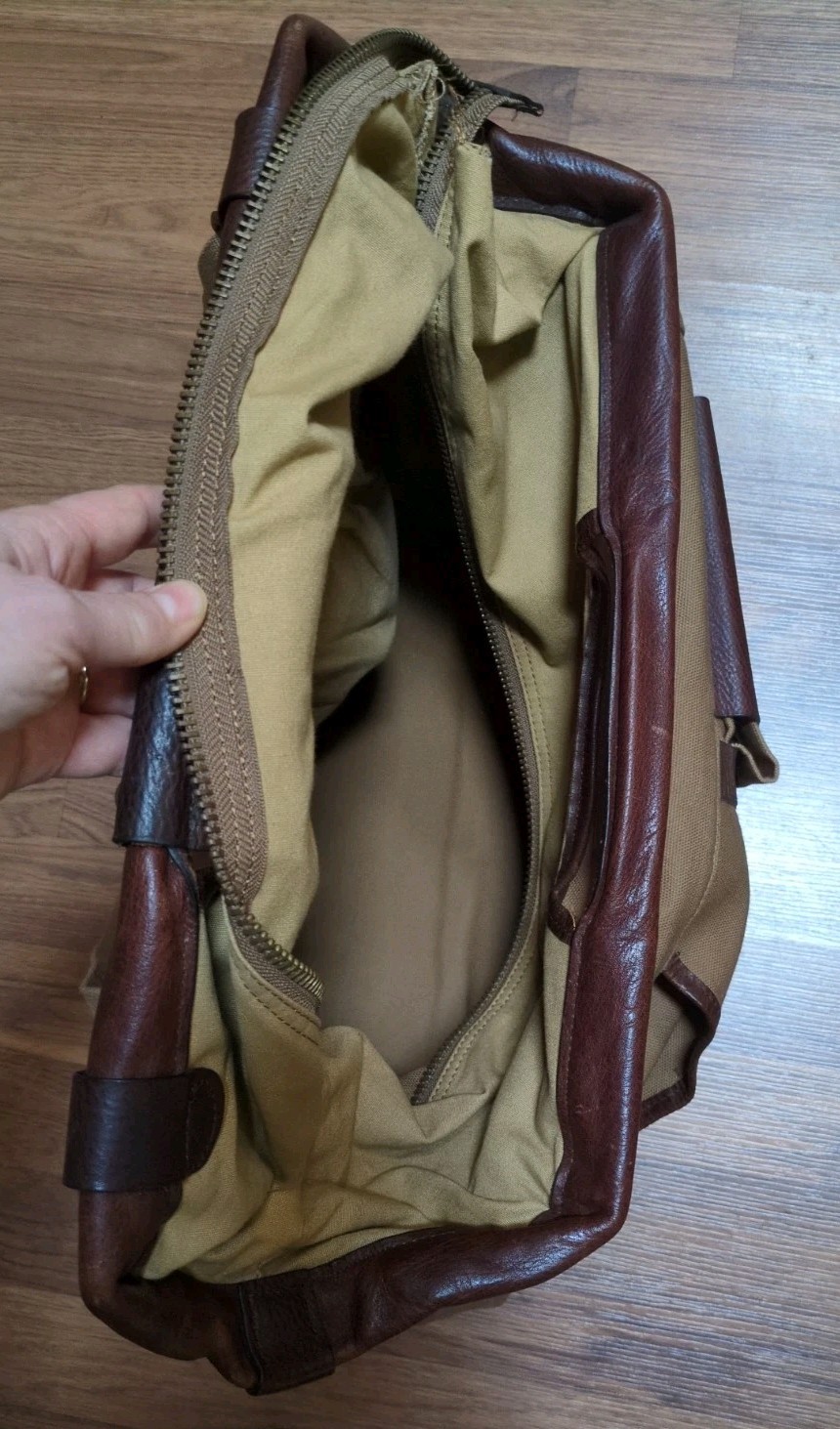 Vintage Large Duluth Trading Postmaster Tote Bag Canvas Leather w Shoulder Strap