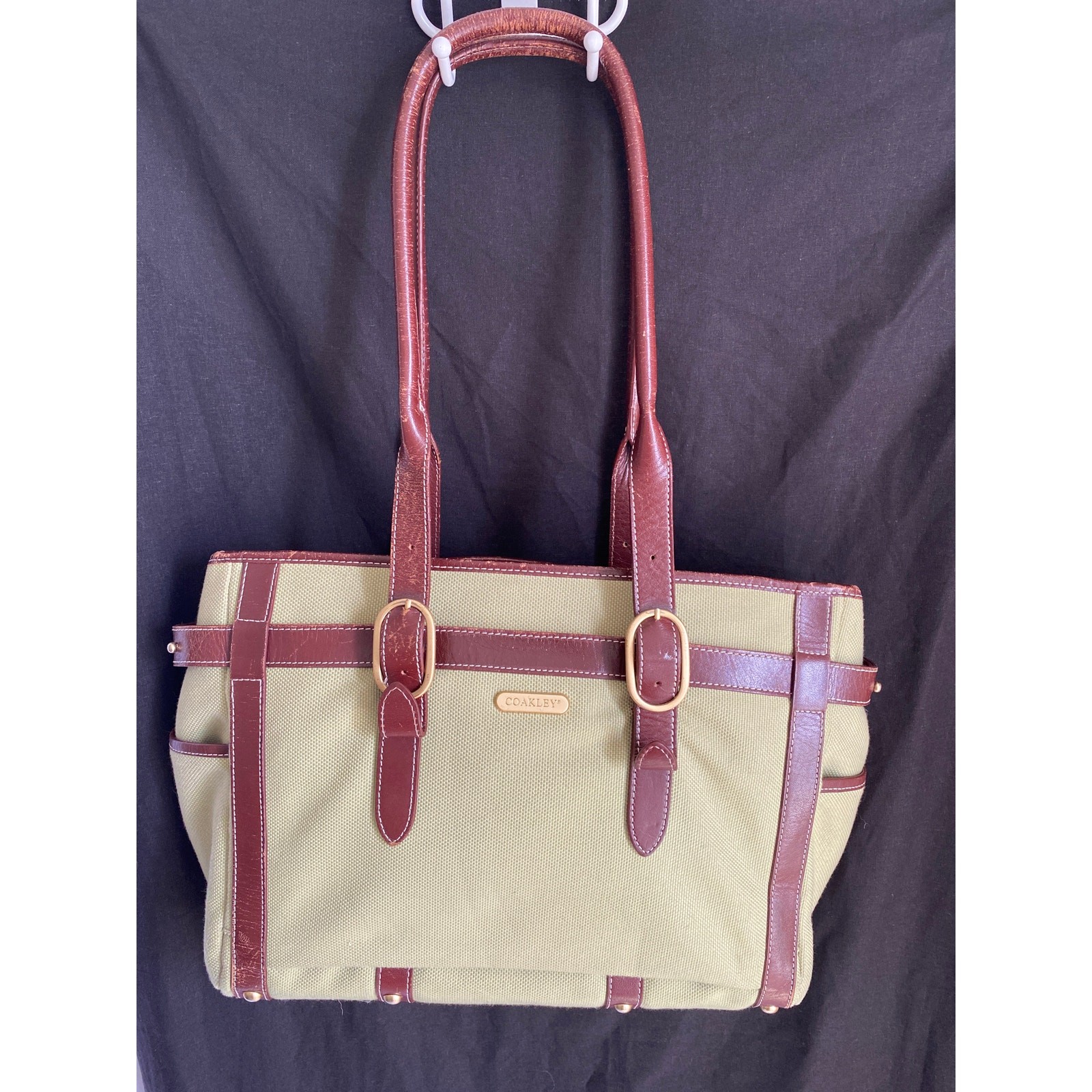 Coakley luggage work and travel bag – canvas and british tan leather padded
