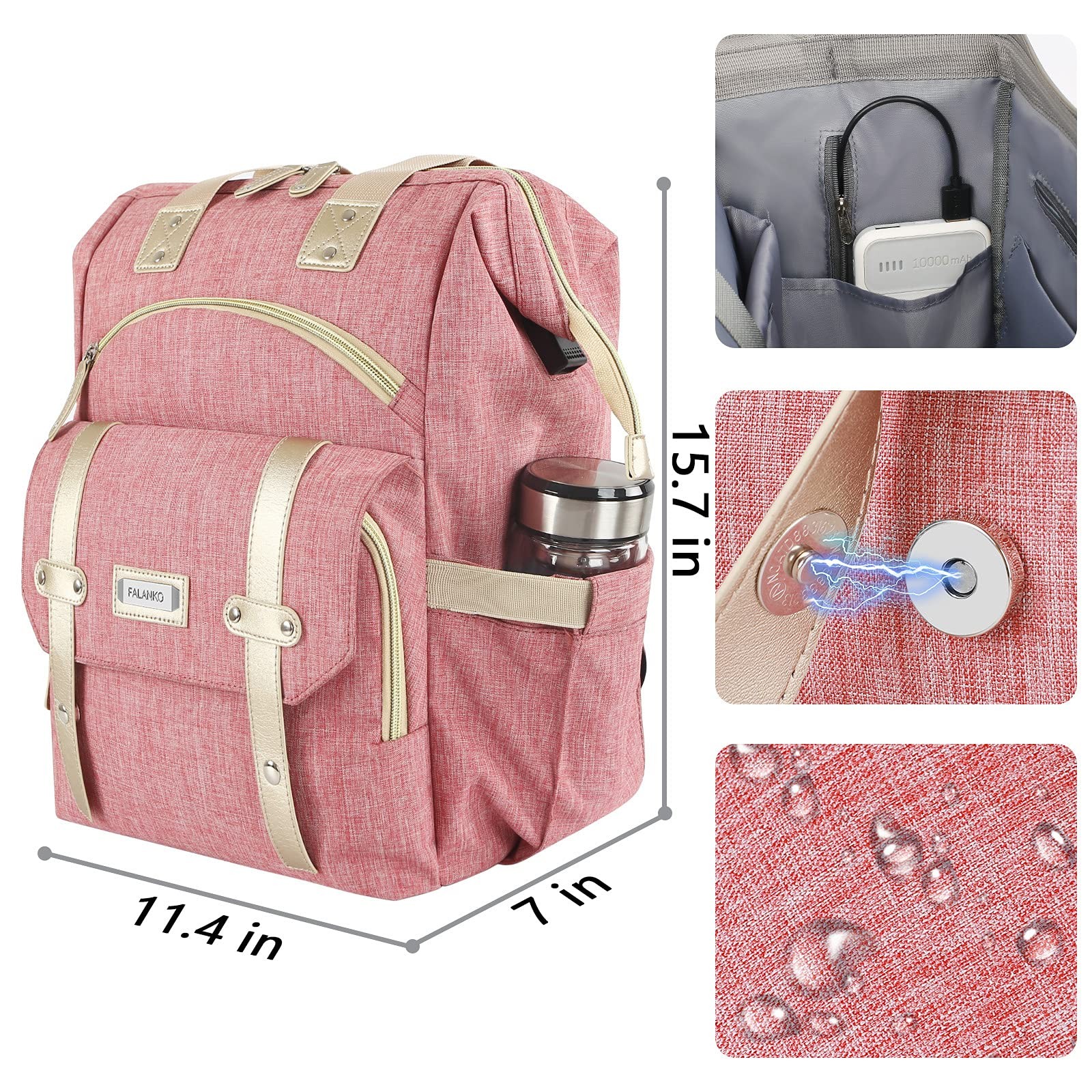 Backpack for Women,Wide Open Work Large USB Charging Port Student Bookbag for…
