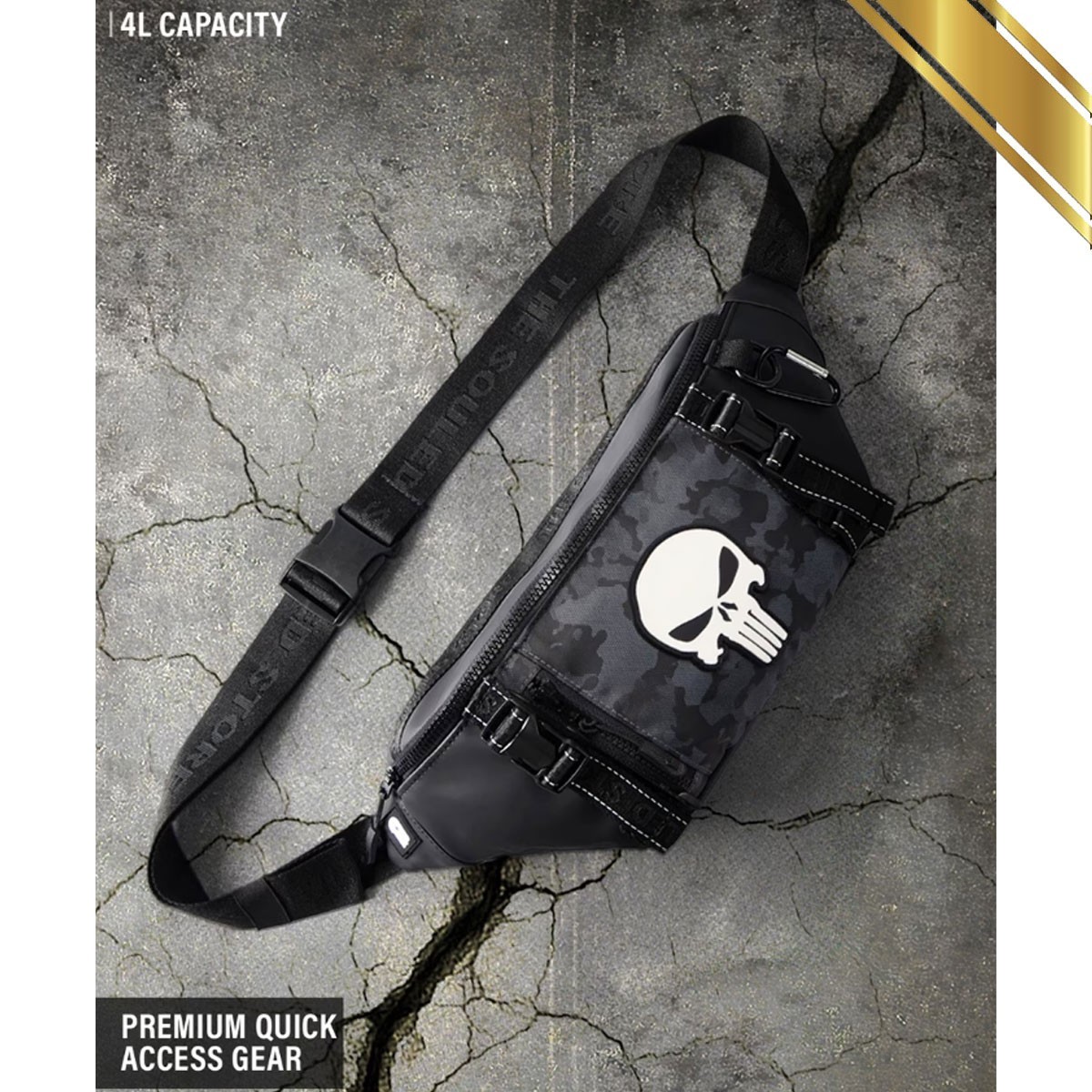 Marvel Punisher Quick Access Fanny Pack 4L Waist / Shoulder Bag Black – Official