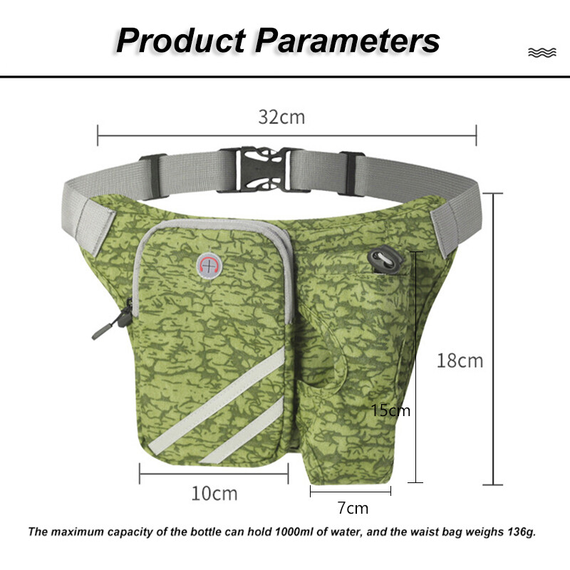 Men Women Climbing Waist Bag with Water Bottle Holder Fanny Pack Pouch Bum Bags