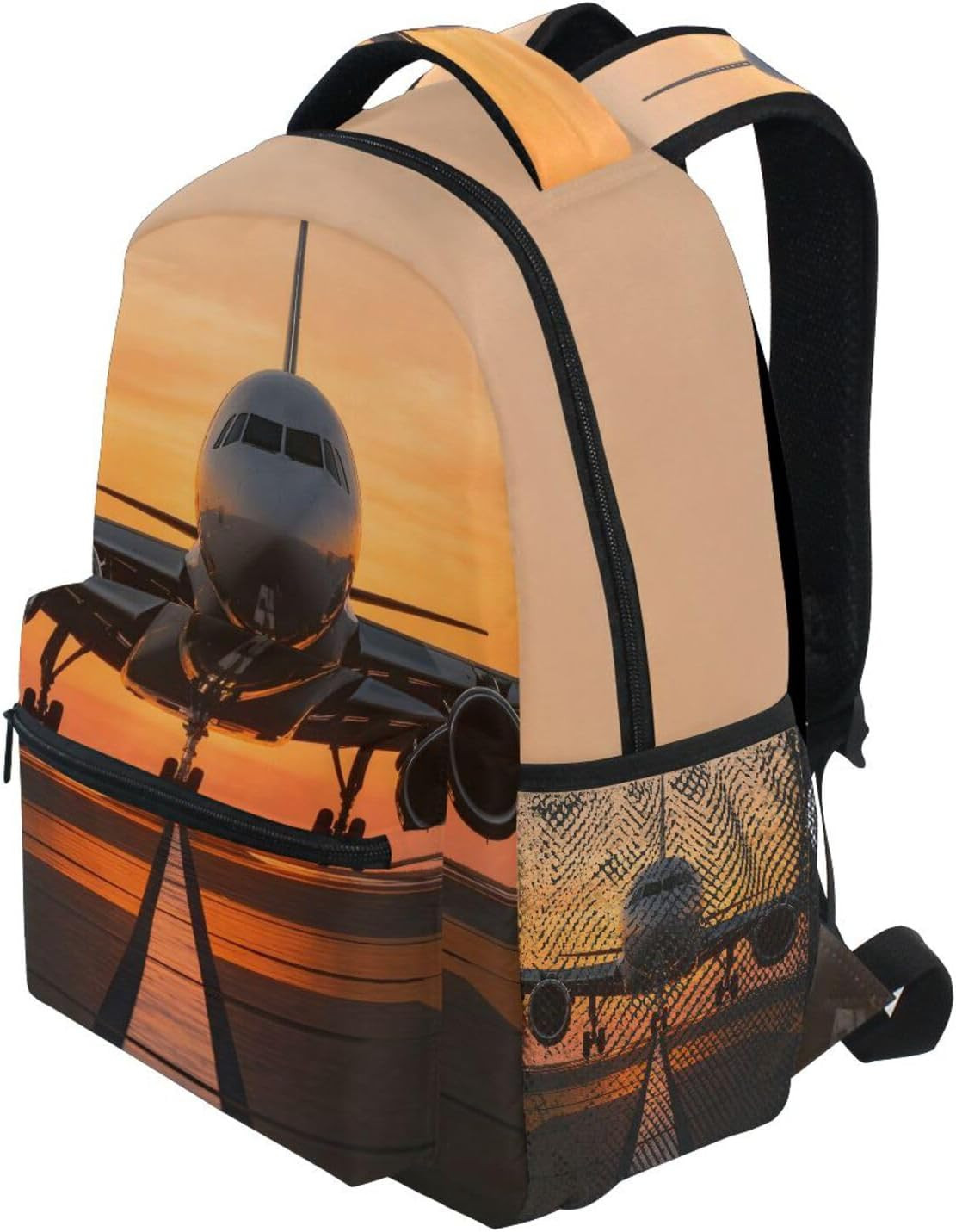 Airplane Sunset Aircraft Backpack 3Rd 4Th 5Th Grade School Bookbags Travel Lapto