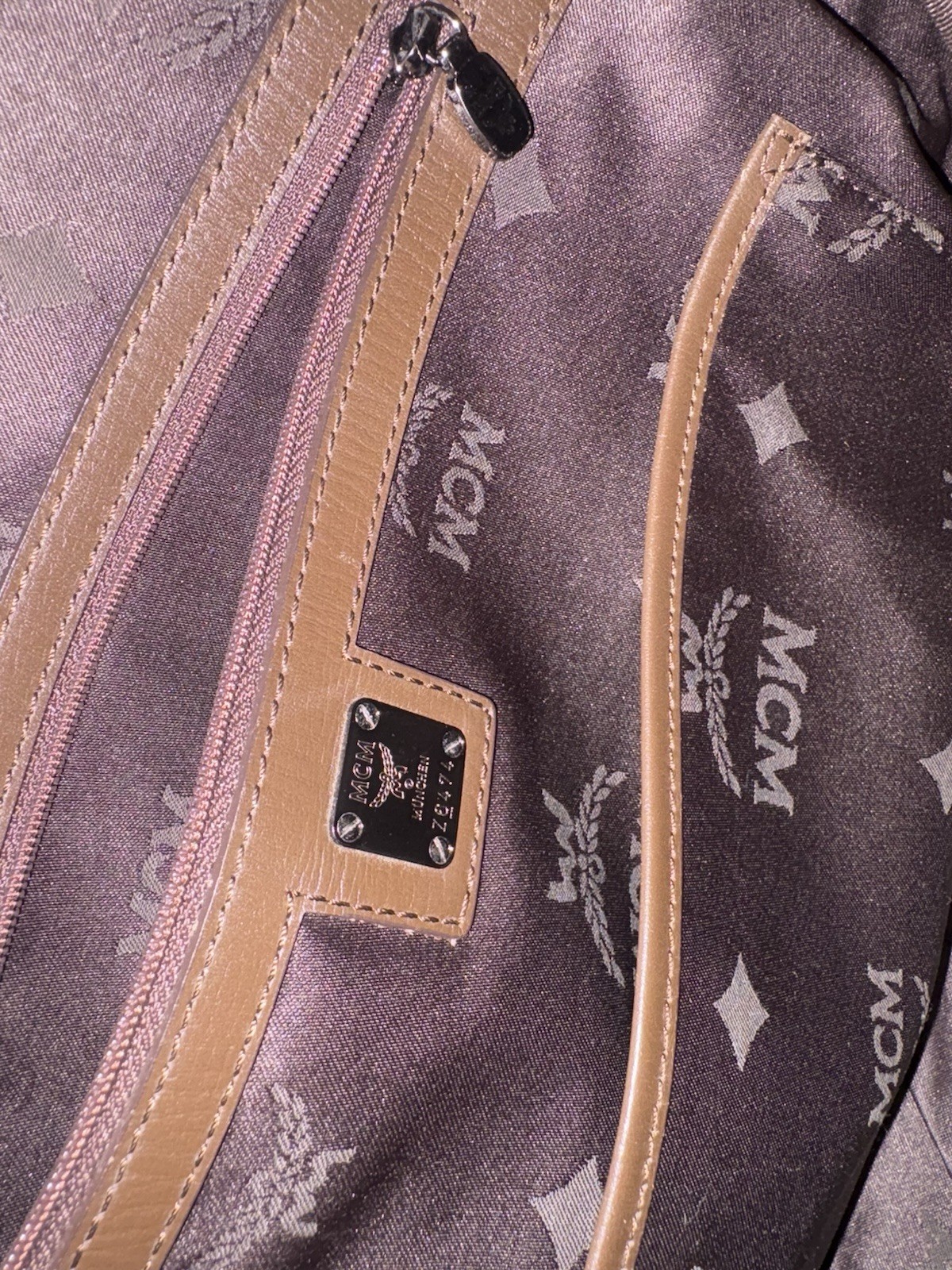 VTG MCM Visetos Monogram Large PVC Canvas Leather Messenger Crossbody Laptop Bag